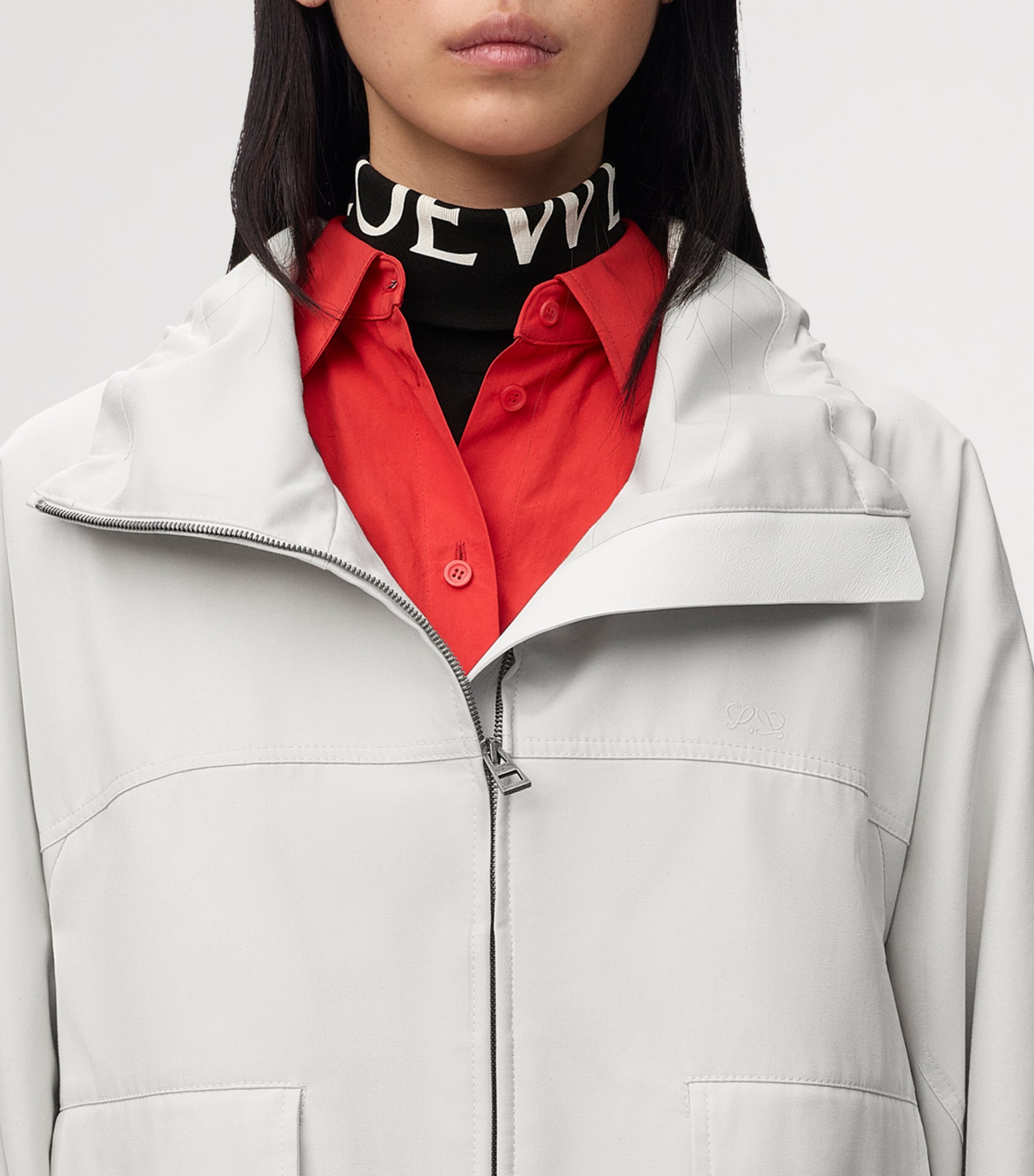 LOEWE Womens Cotton-Silk Bomber Jacket Ivory Image 5