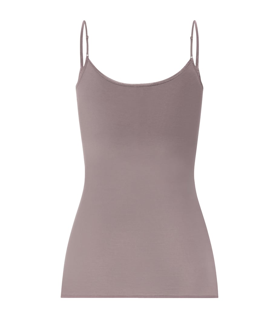 Hanro Womens Cotton Seamless Padded Tank Top Stormy Rose Image 3