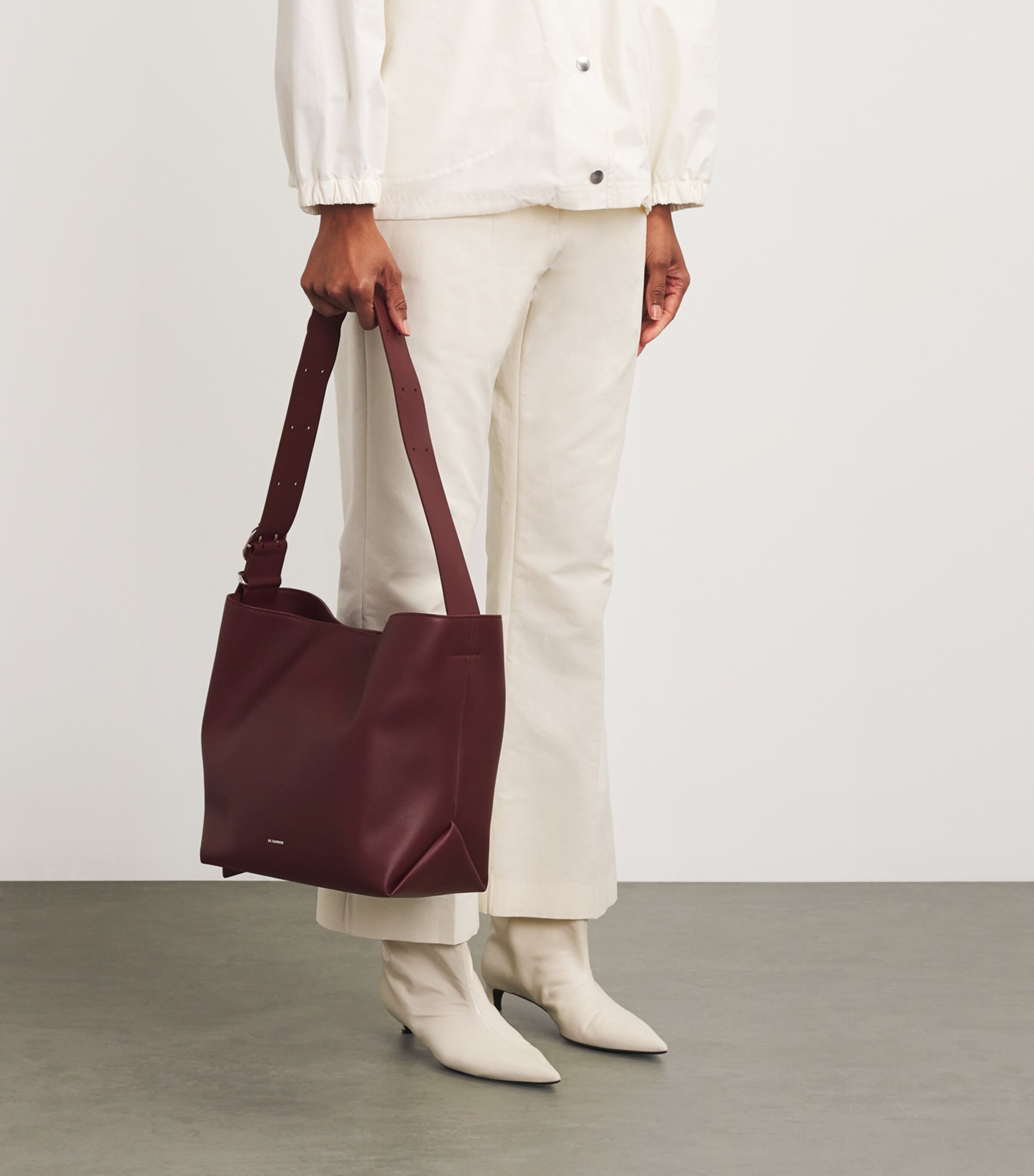 トートバッグ Jil Sander Ivory leather medium shopping bag Jil Sander Ivory Leather Medium Shopping Bag Jil Sander