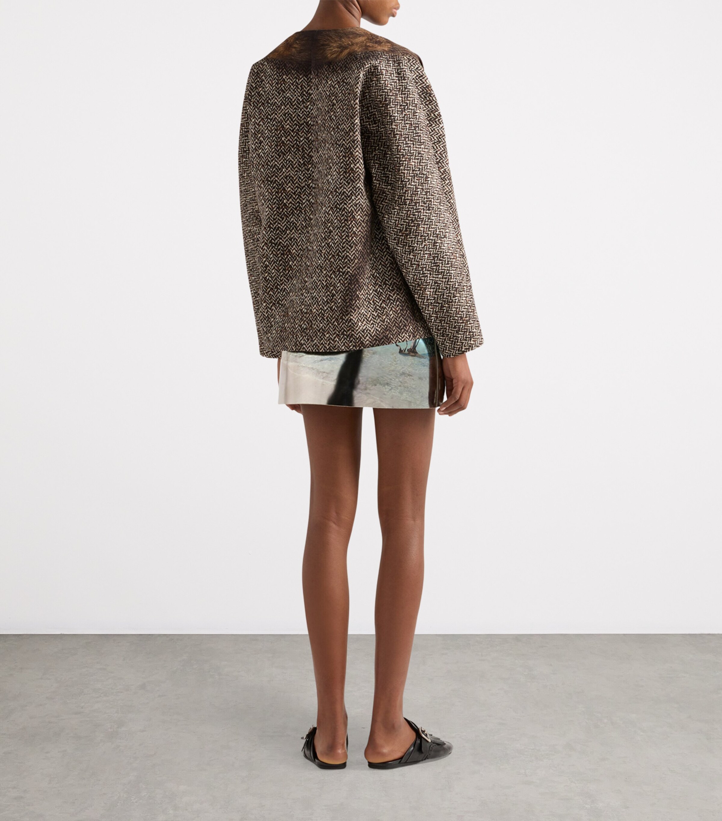 Calfskin Shiny Mini Skirt F0118 Image 4