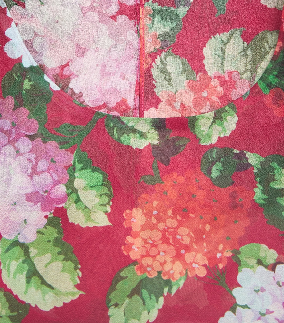 Carolina Herrera Womens Silk Floral Puff-Sleeve Blouse Cranberry/multi Image 6