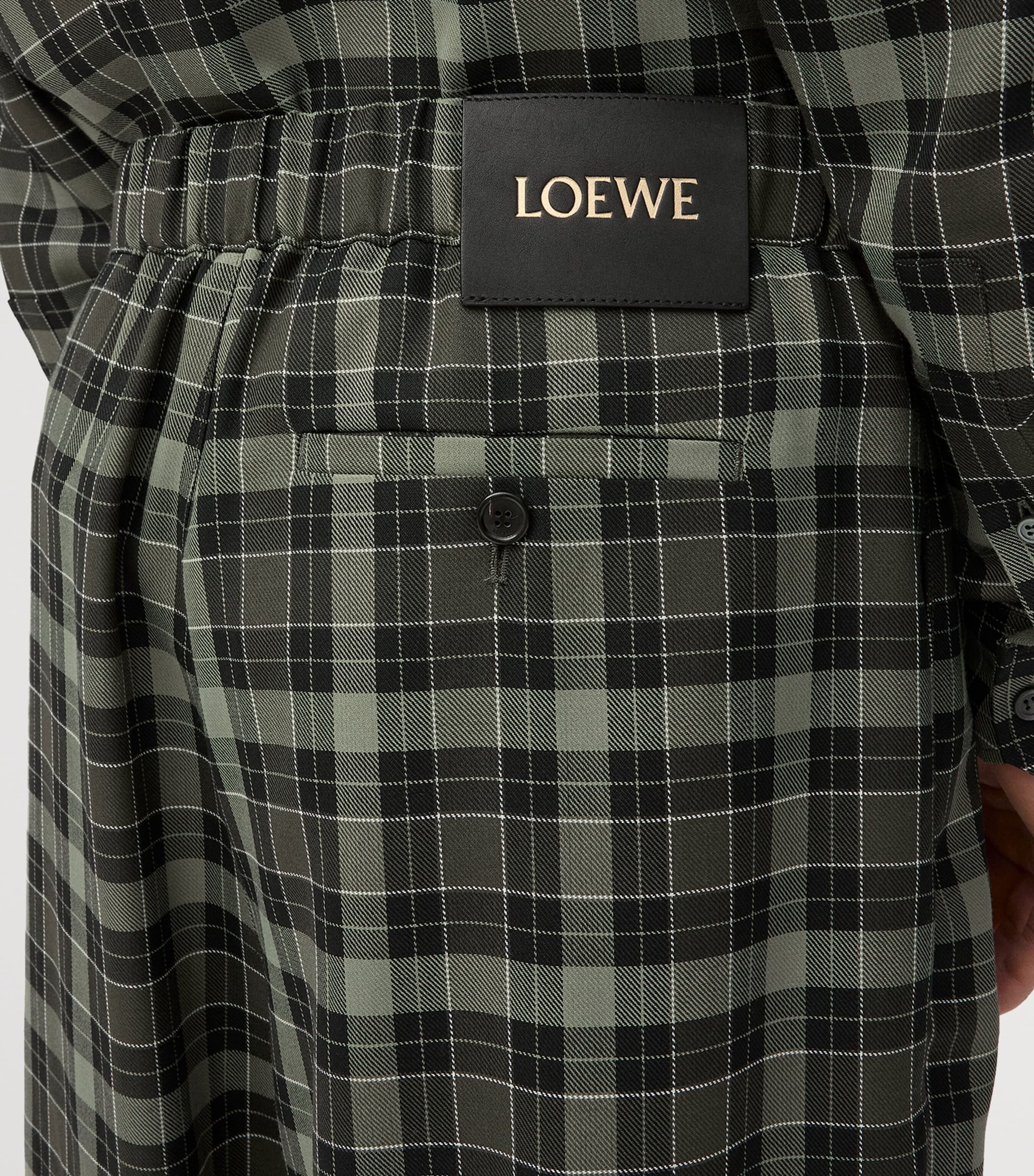 Wool-Blend Check Drawstring-Waist Trousers KHAKI/BLACK Image 5