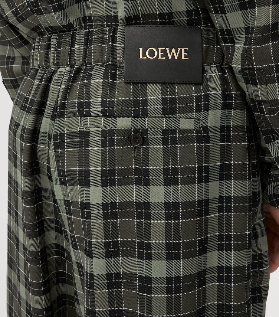Wool-Blend Check Drawstring-Waist Trousers KHAKI/BLACK Image 5