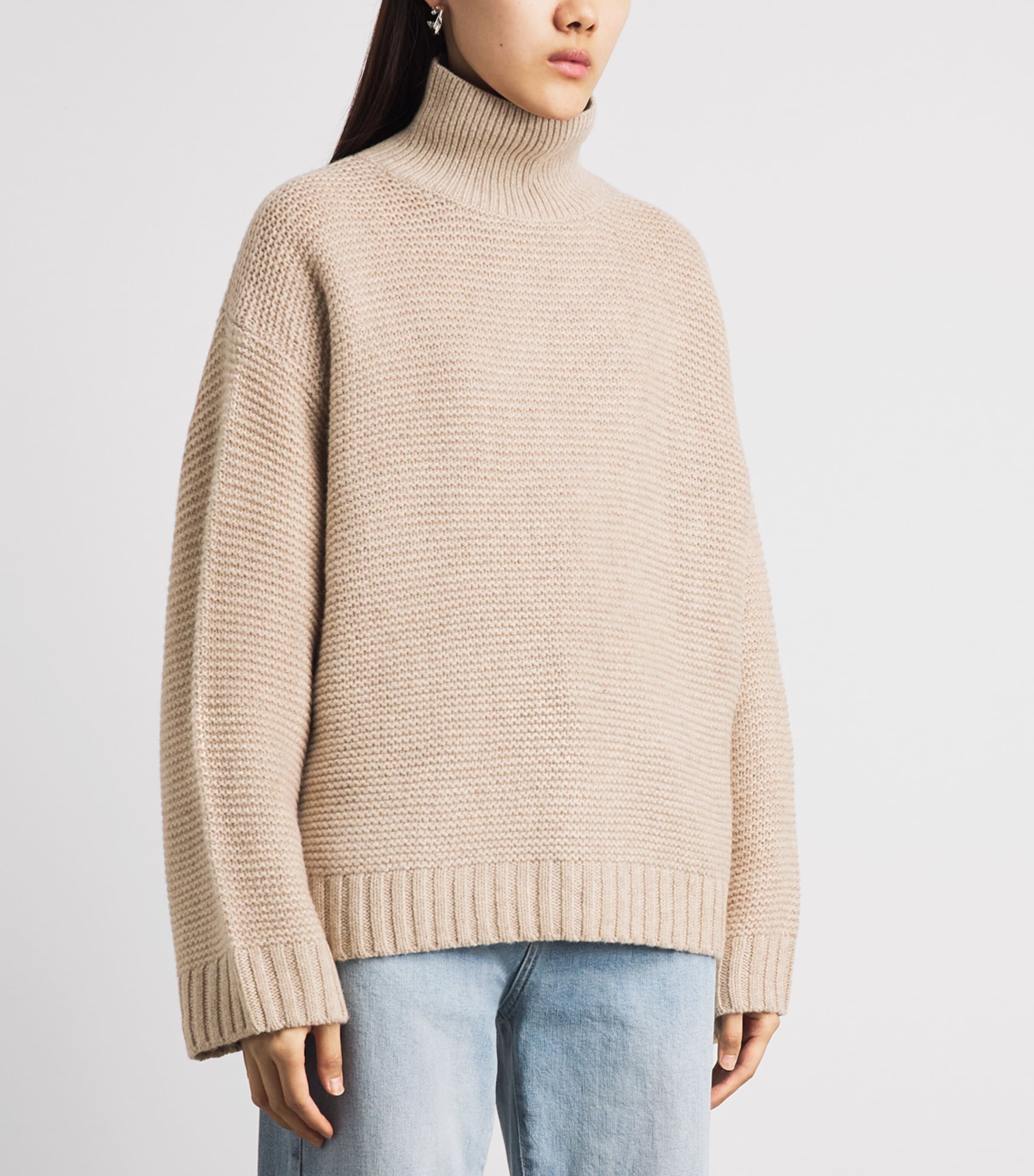 FRAME Womens Stretch-Wool The Links Rollneck Sweater Oatmeal Image 4
