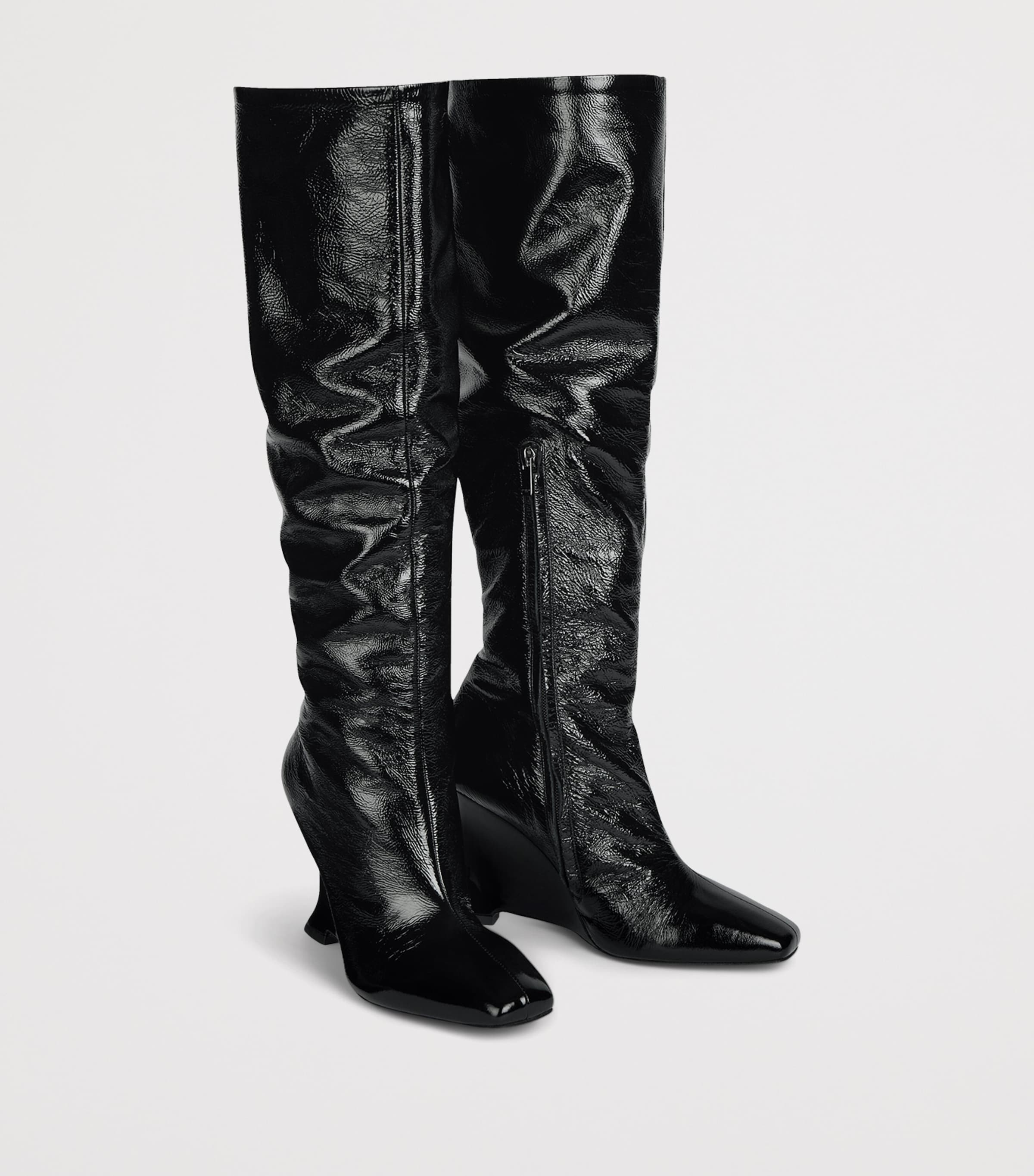 Balmain Leather Wedge Ankle Boots Noir Image 3