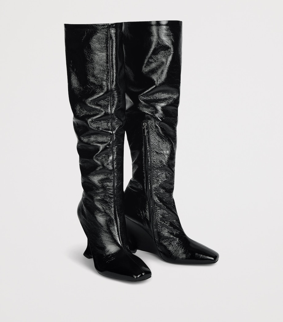 Balmain Leather Wedge Ankle Boots Noir Image 3