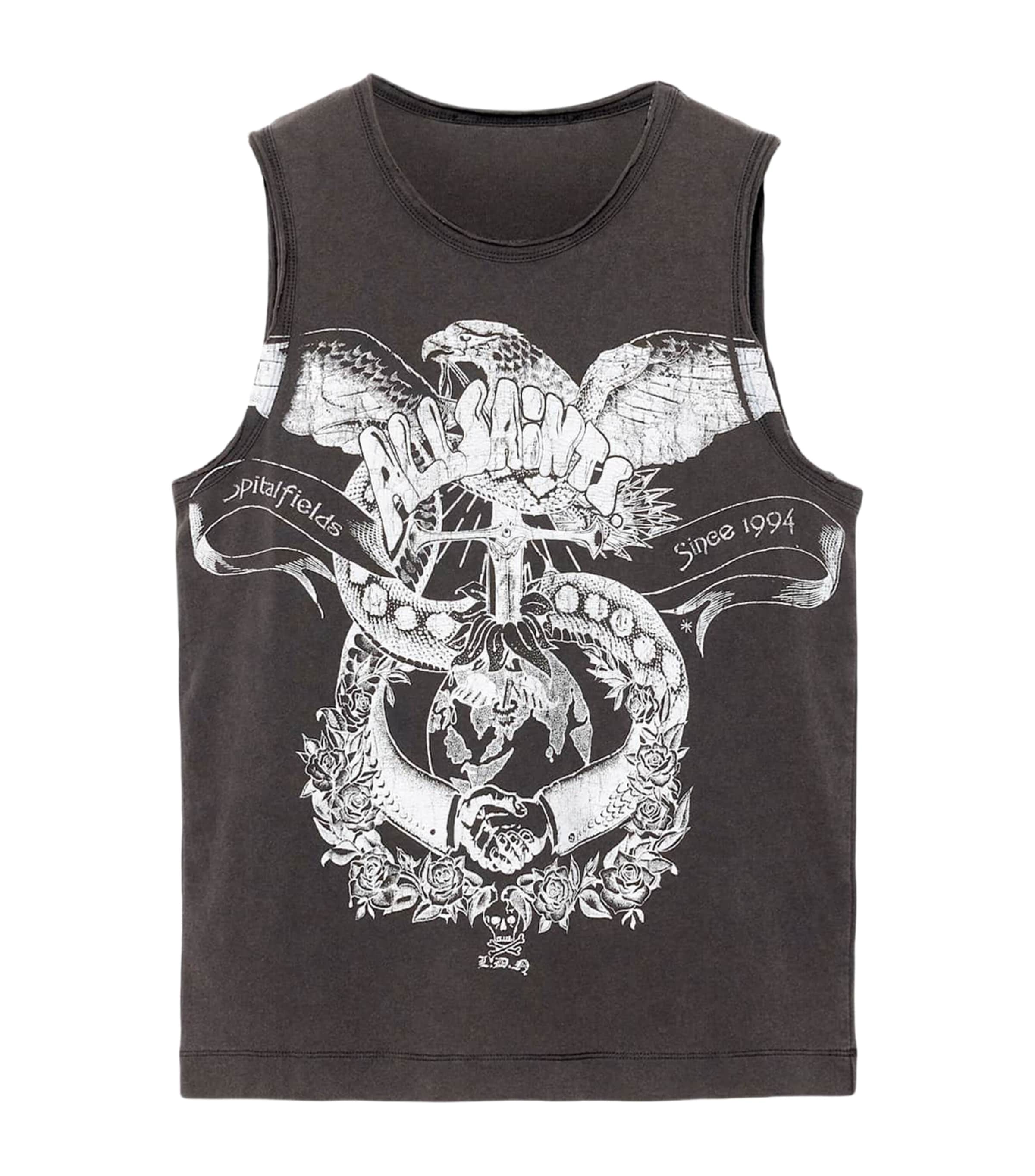 AllSaints Womens Organic Cotton Jenny Tank Top Washed Black Image 1