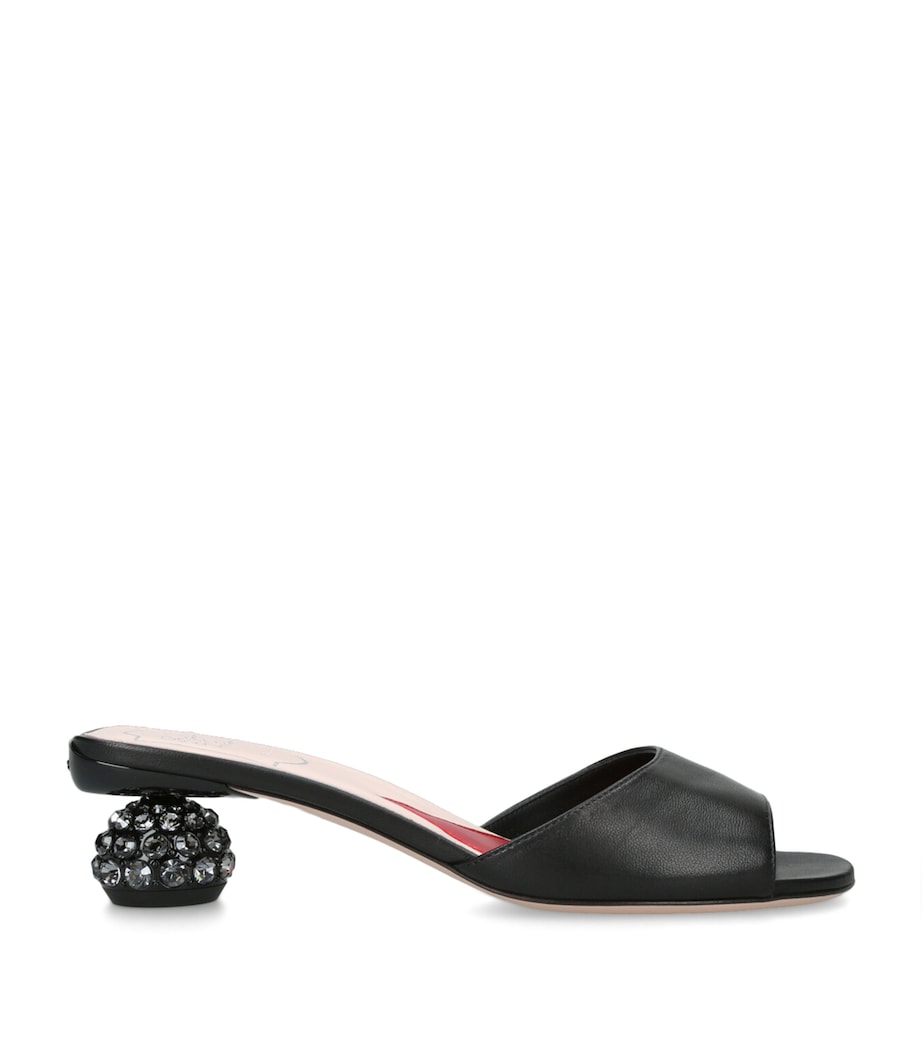 Roger Vivier Leather Crystal-Embellished Strass Mules Black Image 1