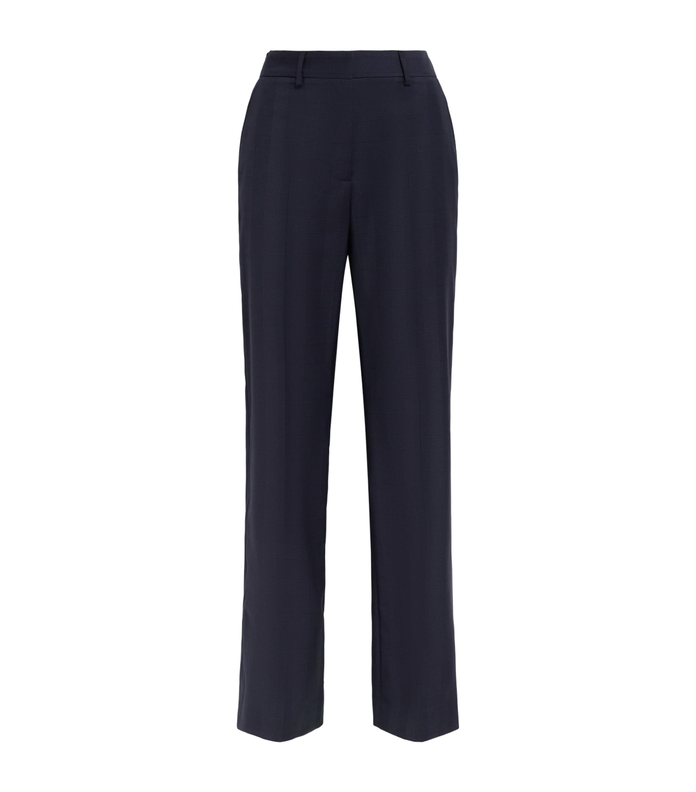 Blazé Milano Virgin Wool Check Lundy Tailored Trousers Navy