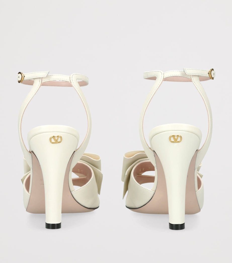 Leather Bow-Detail Bowow Heeled Sandals 95 BONE Image 2