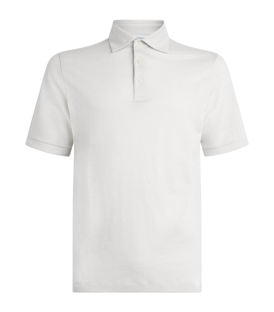 Eton Mens Cotton Polo Shirt Light Grey Image 1