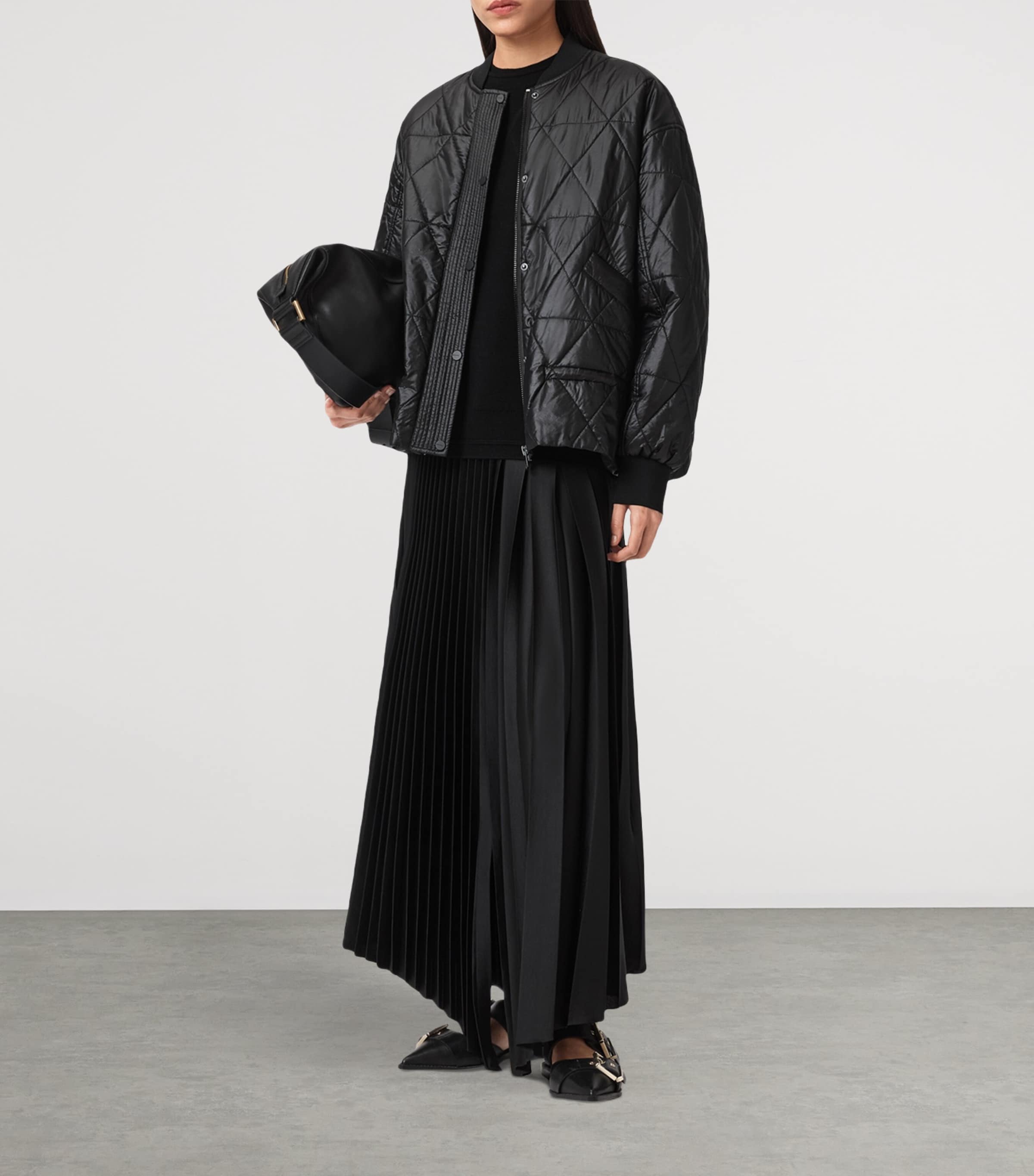 Quilted Alii Bomber Jacket BLACK Image 3