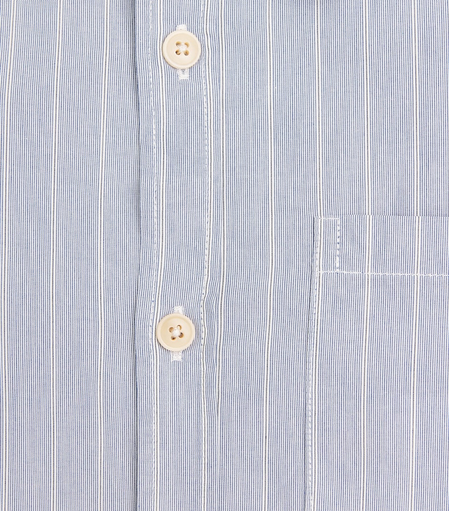Oliver Spencer Mens Cotton Stripe New York Special Shirt Blue Image 6