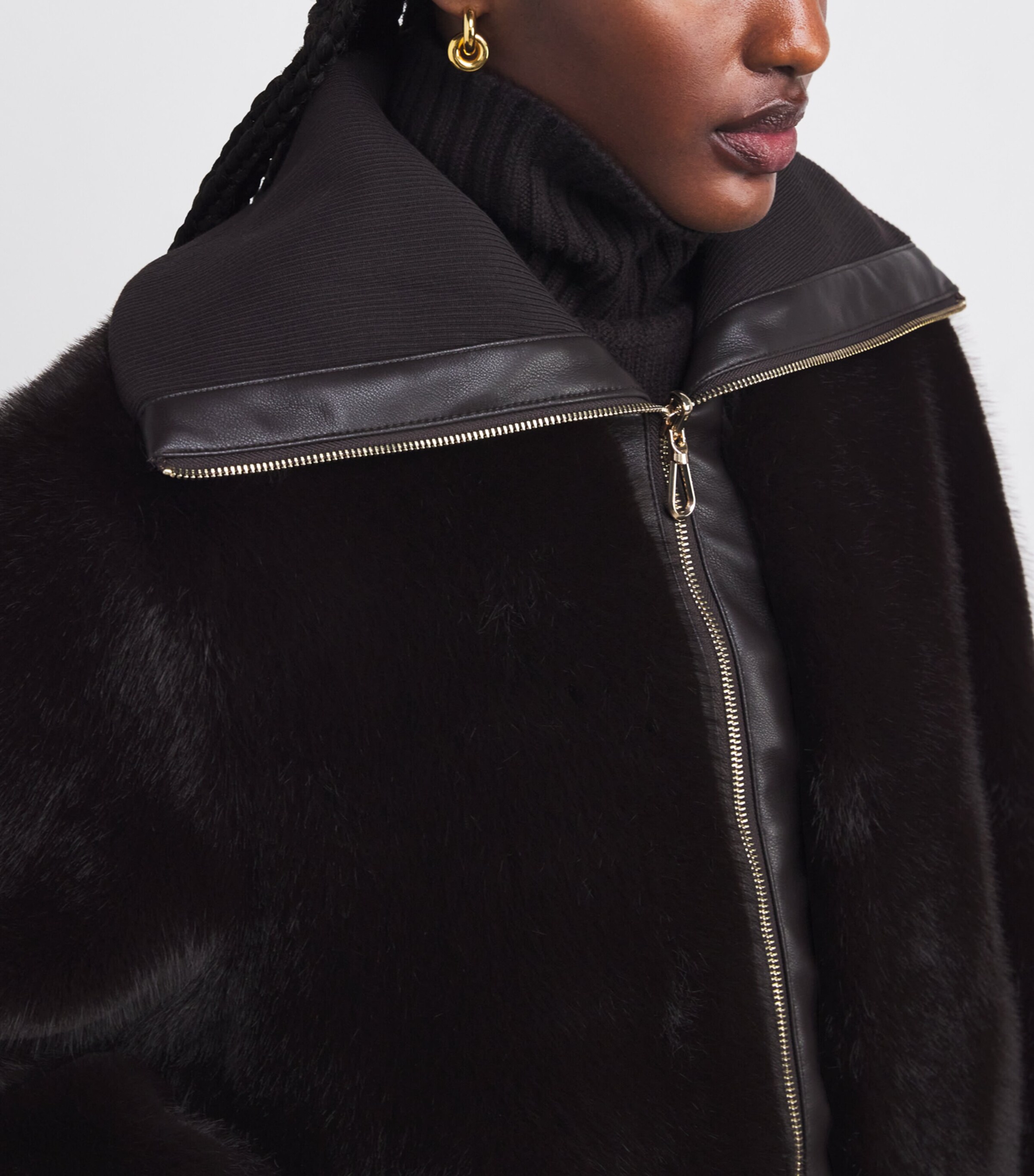 Faux Fur Cropped Jacket BROWN Image 6