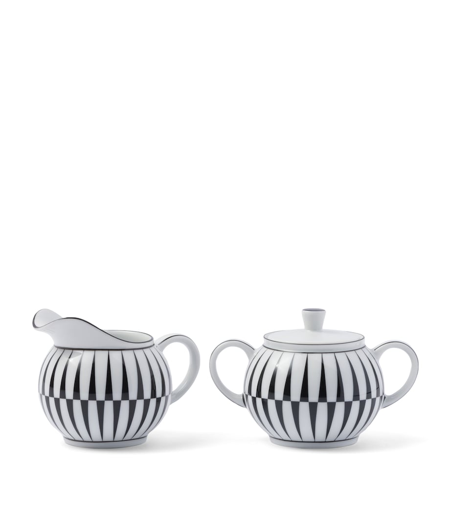 Stripes Creamer Jug and Sugar Pot Set F0E5W Image 1