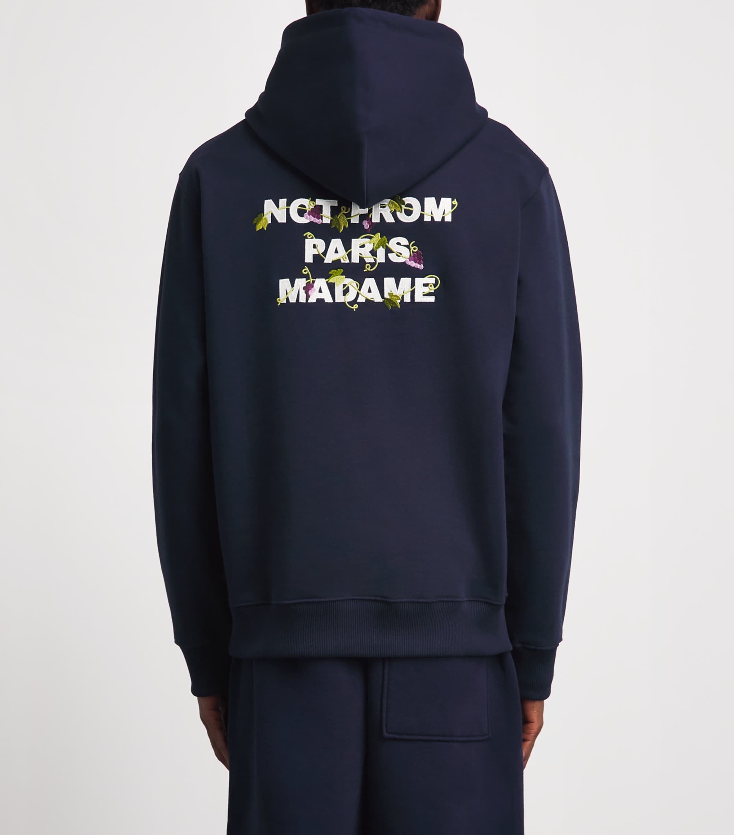 Drôle de Monsieur Mens Cotton Vine Slogan Hoodie Navy Image 5