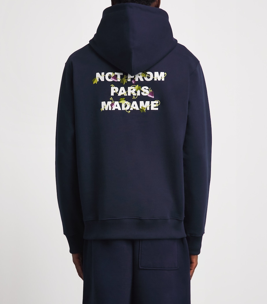 Drôle de Monsieur Mens Cotton Vine Slogan Hoodie Navy Image 5