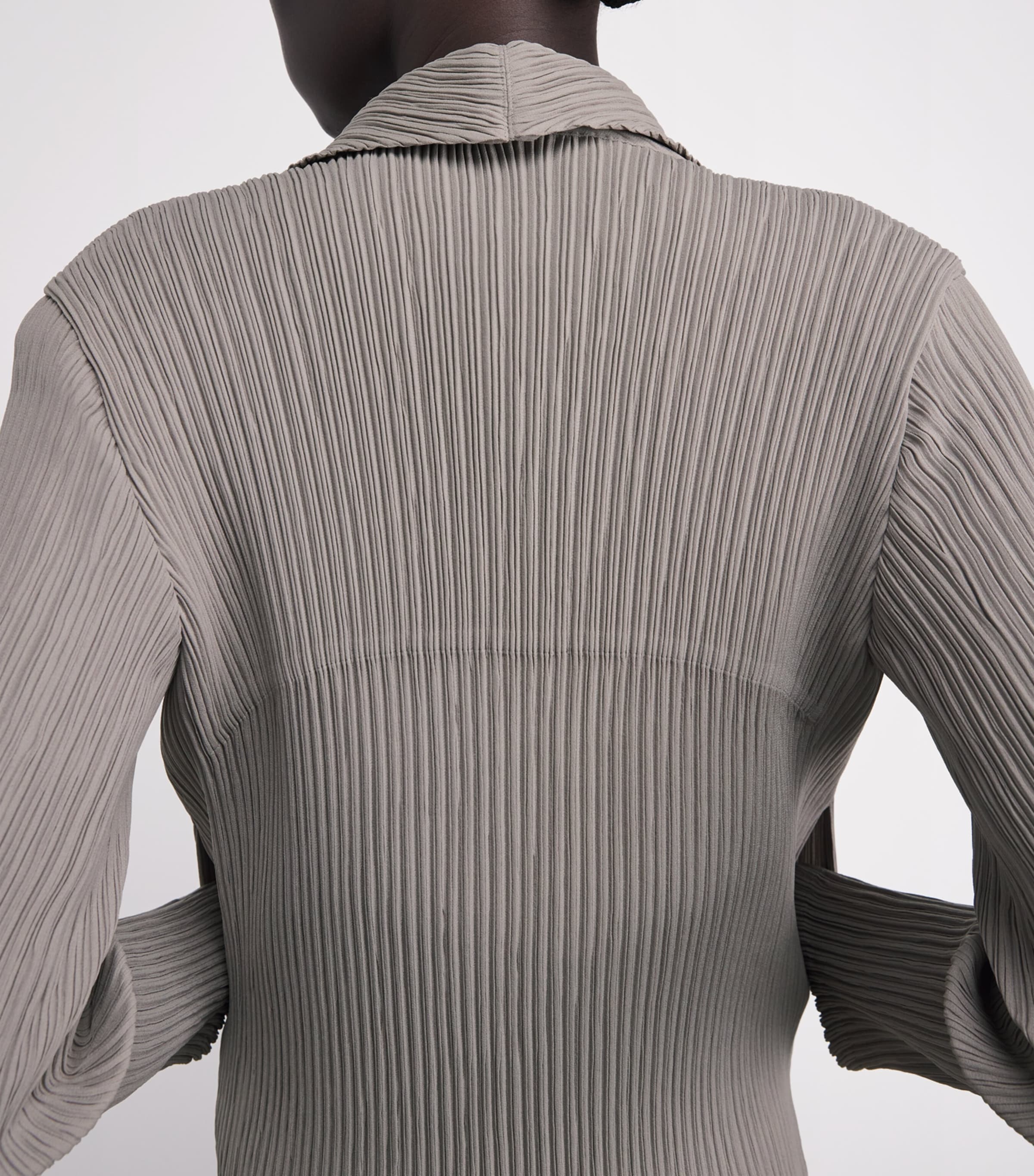 Issey Miyake Womens Hatching Pleats Blazer Greige Image 3