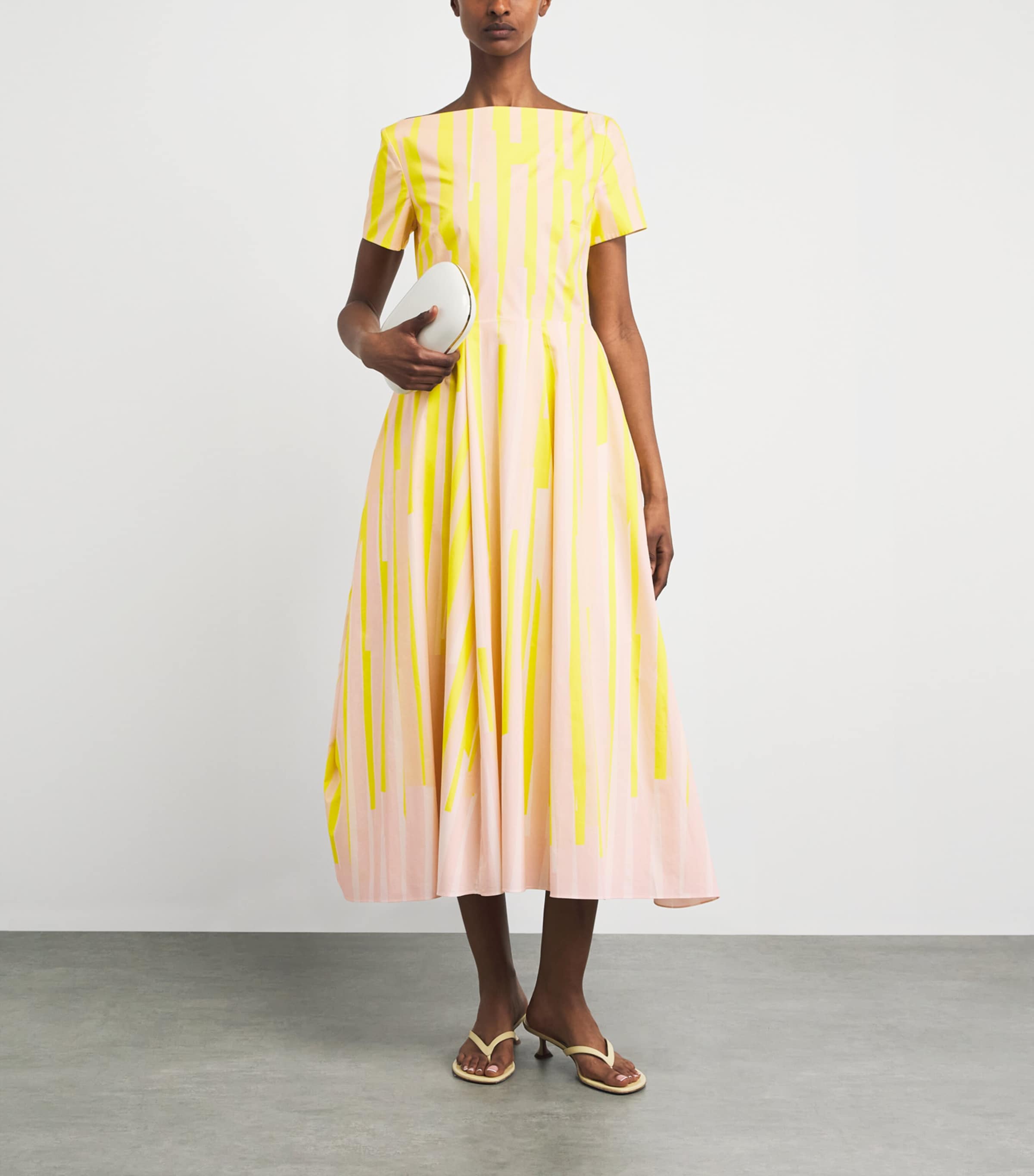 Roksanda Womens Cotton Stripe Vaela Midi Dress Collage Print Yellow Image 2