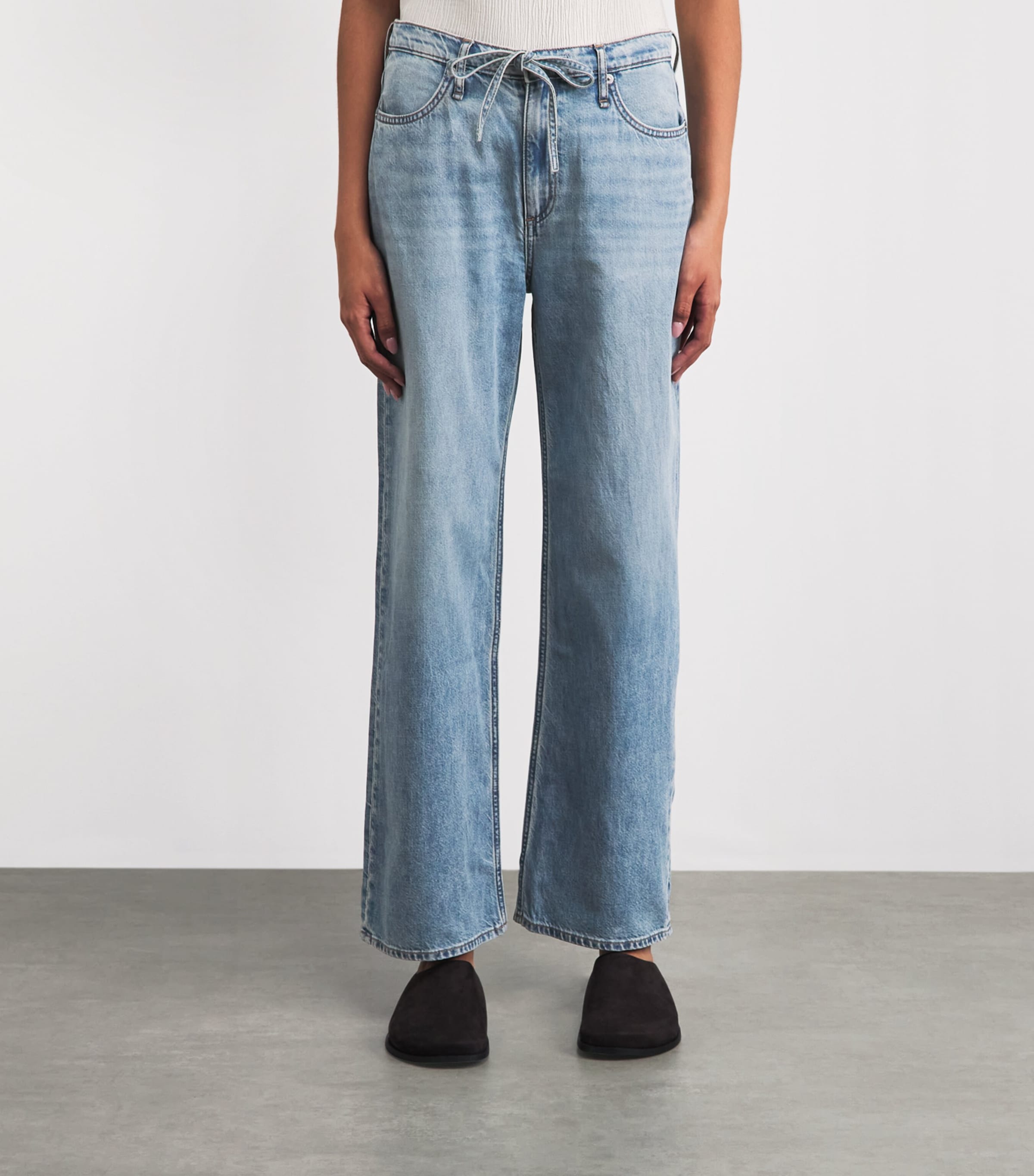 Rag & Bone Womens Drawstring Phoebe Wide-Leg Jeans Everglade Image 4
