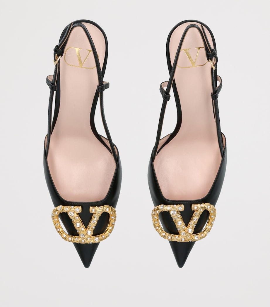 Leather VLogo Slingback Pumps 80 BLACK/COMB Image 4
