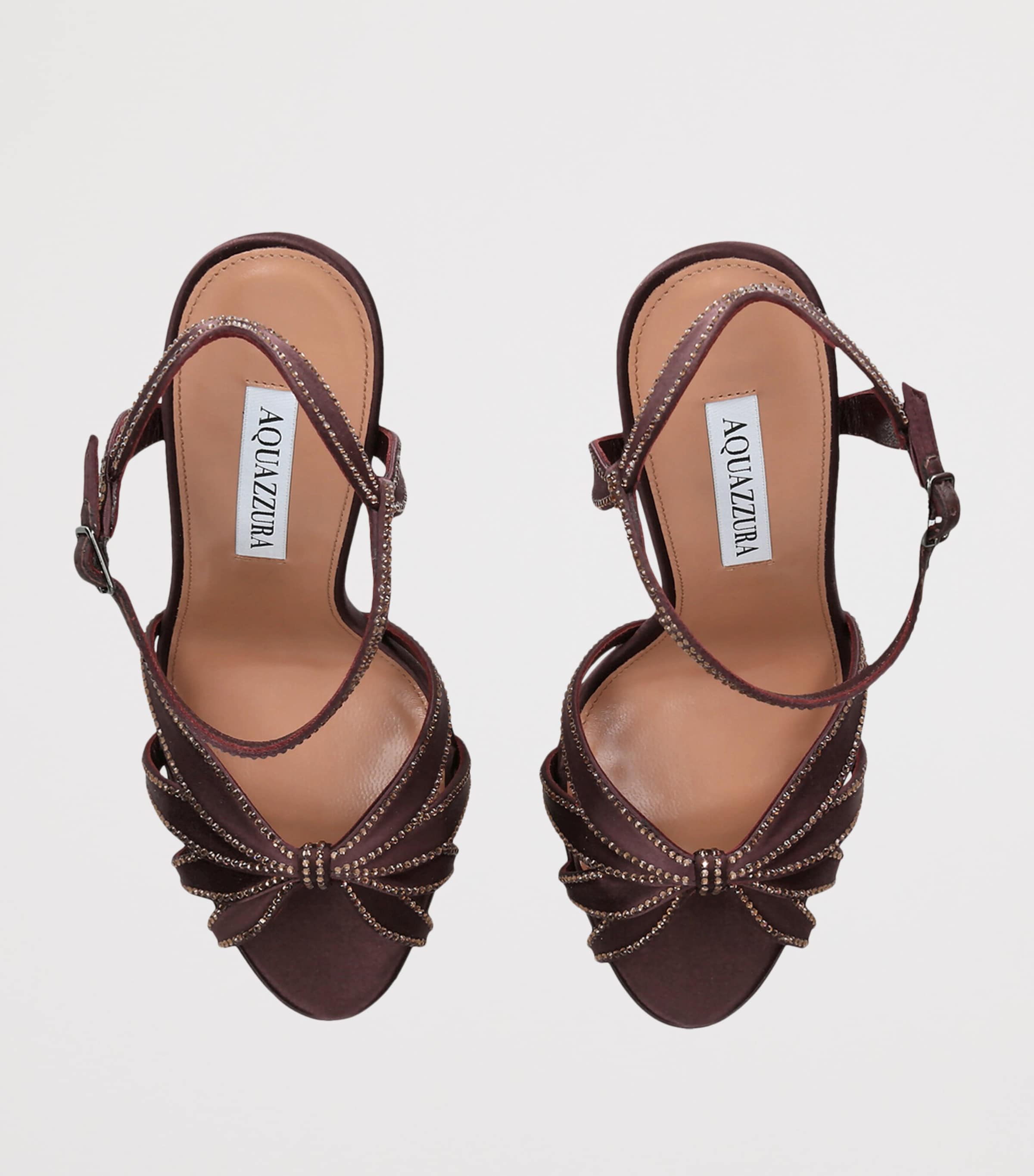 Aquazzura Crystal-Embellished Soulmate Platform Sandals 130 Brown Image 3