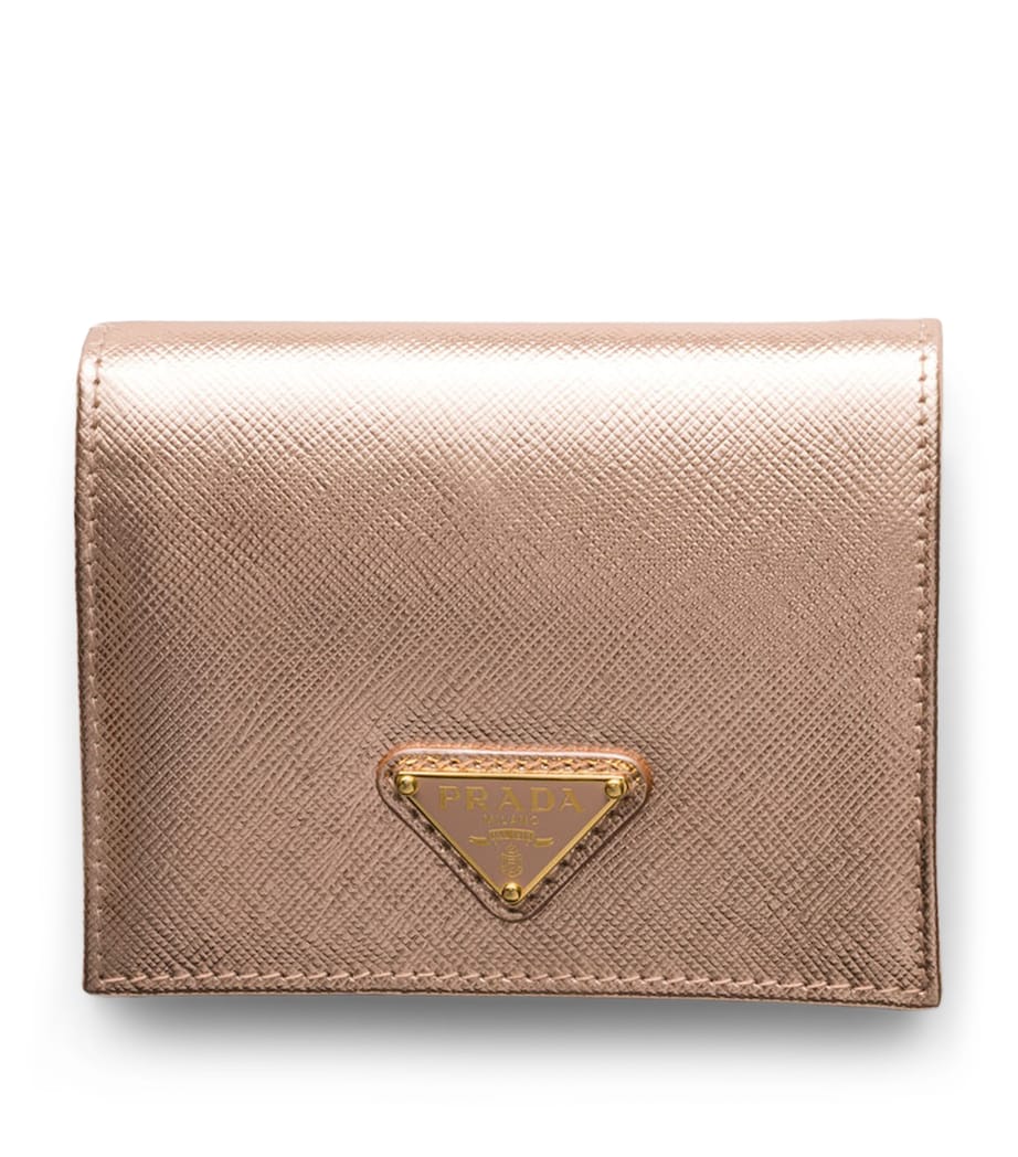 Prada Small Metallic Saffiano Leather Wallet Powder Image 1