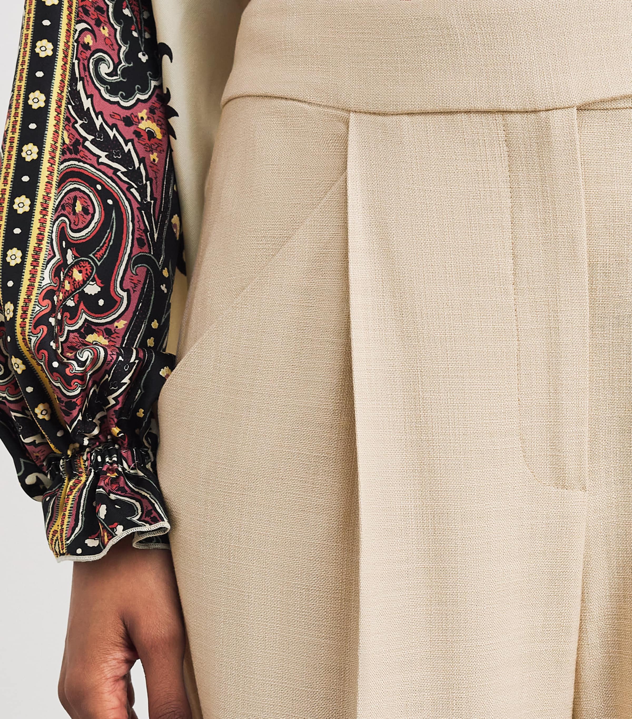 Marbeau Wide-Leg Trousers N0025 STONE KHAKI Image 6