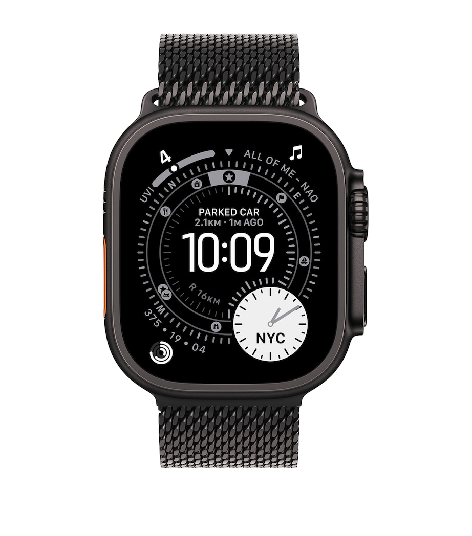 Apple Watch Ultra 3 - Black with Titanium Milanese Loop, 49mm, Medium BLACK Image 1