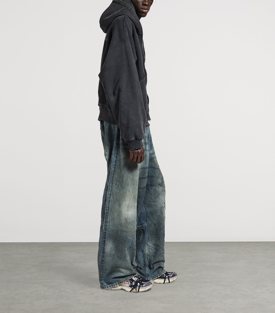 Balenciaga Mens Cotton Layered Logo Hoodie Image 8