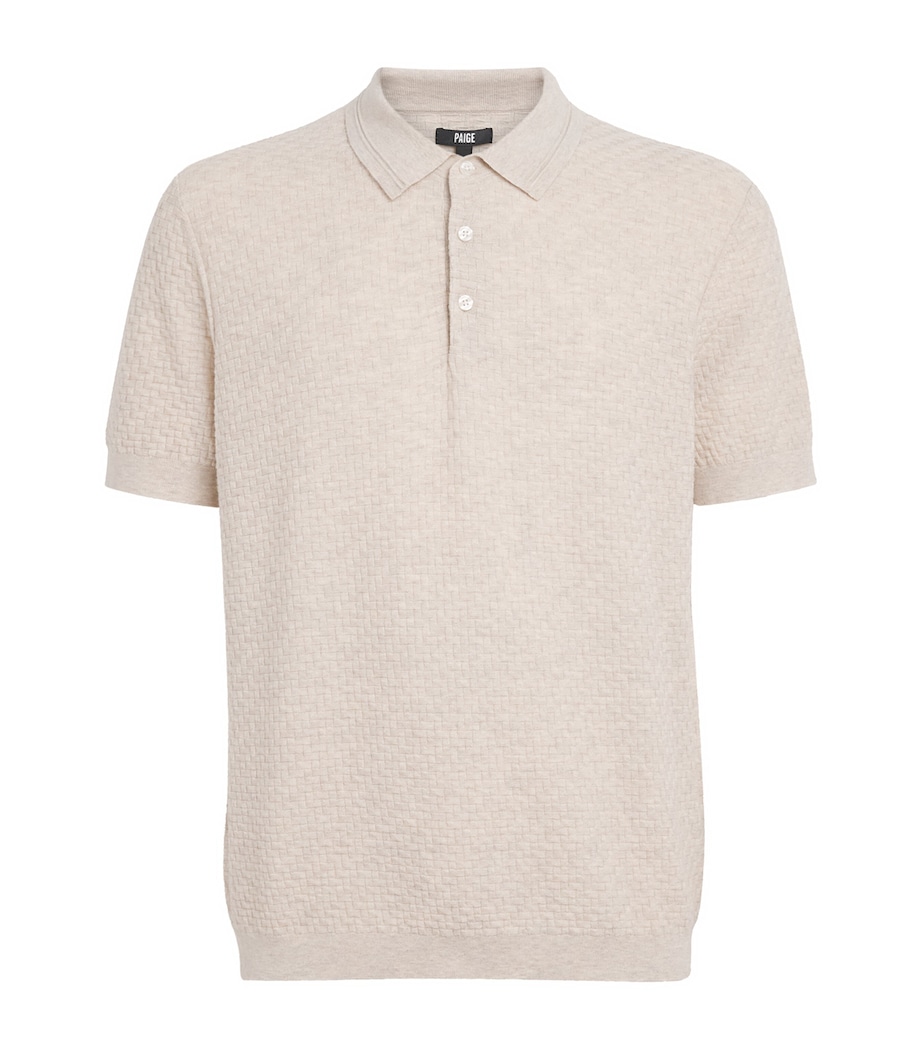 PAIGE Mens Cotton-Wool-Silk-Cashmere Kiko Polo Shirt Nimbus Image 1