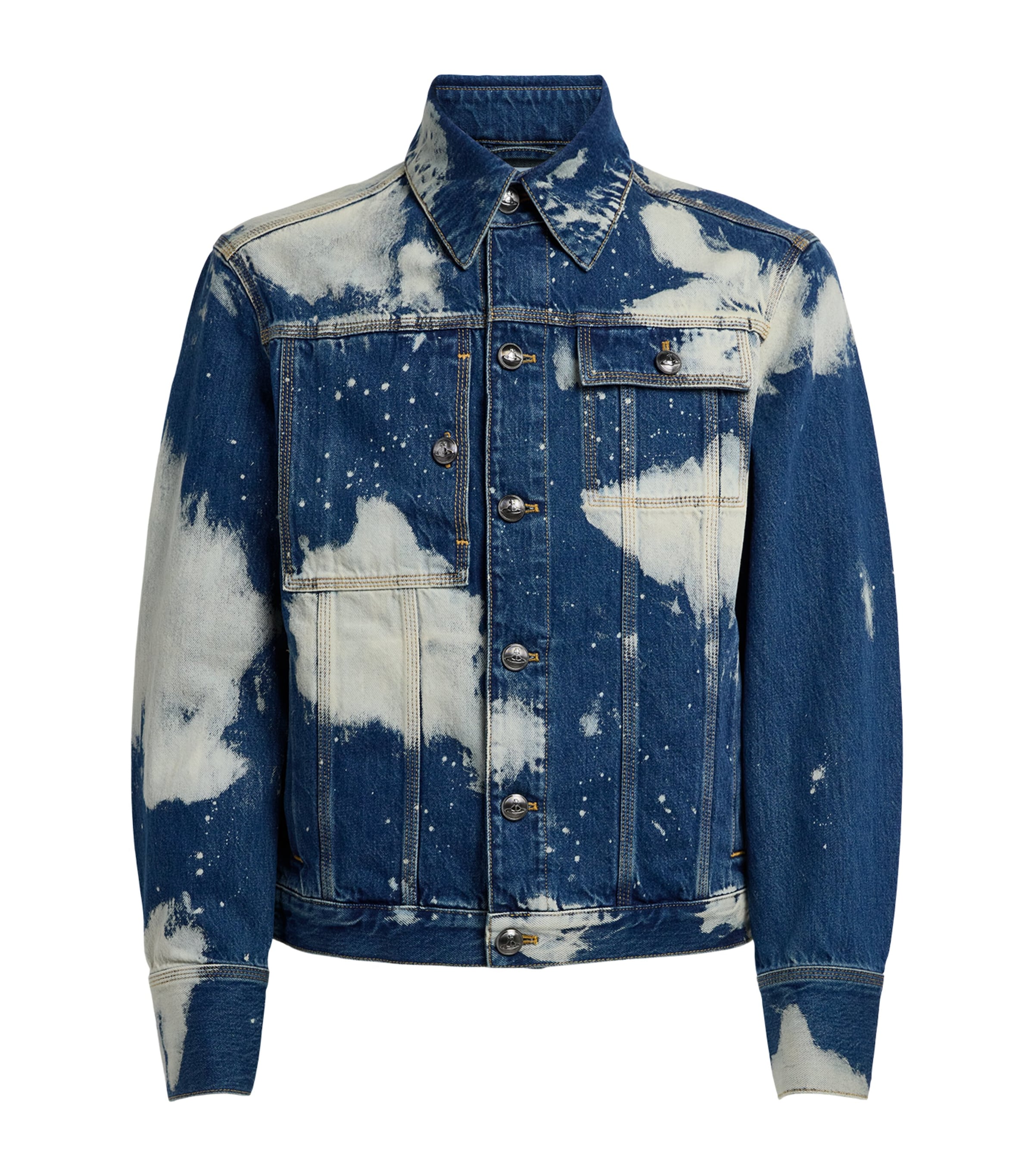 Vivienne Westwood Mens Bleached Denim Jacket Blue Image 1