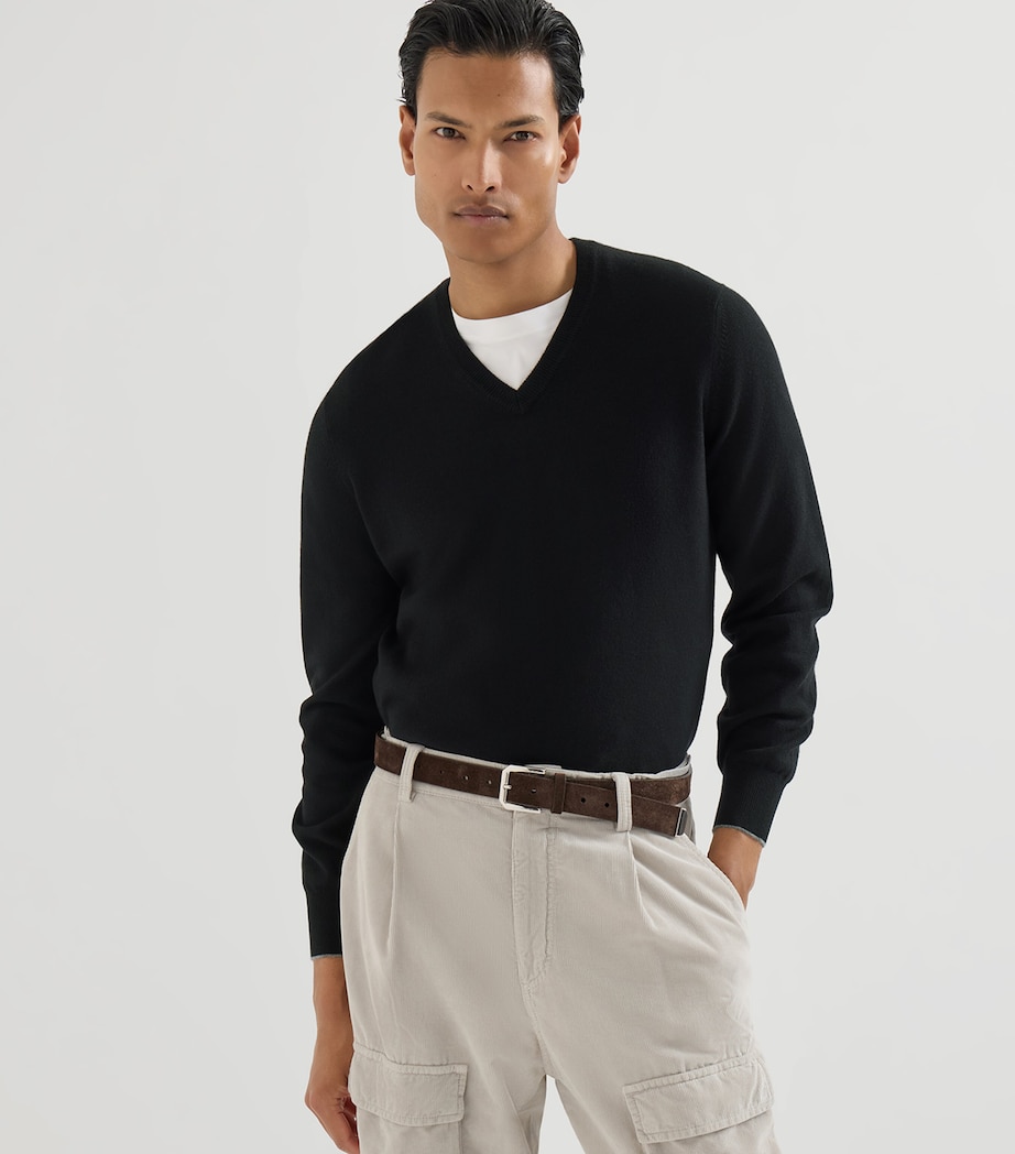 Brunello Cucinelli Mens Cashmere Crew-Neck Sweater Image 4