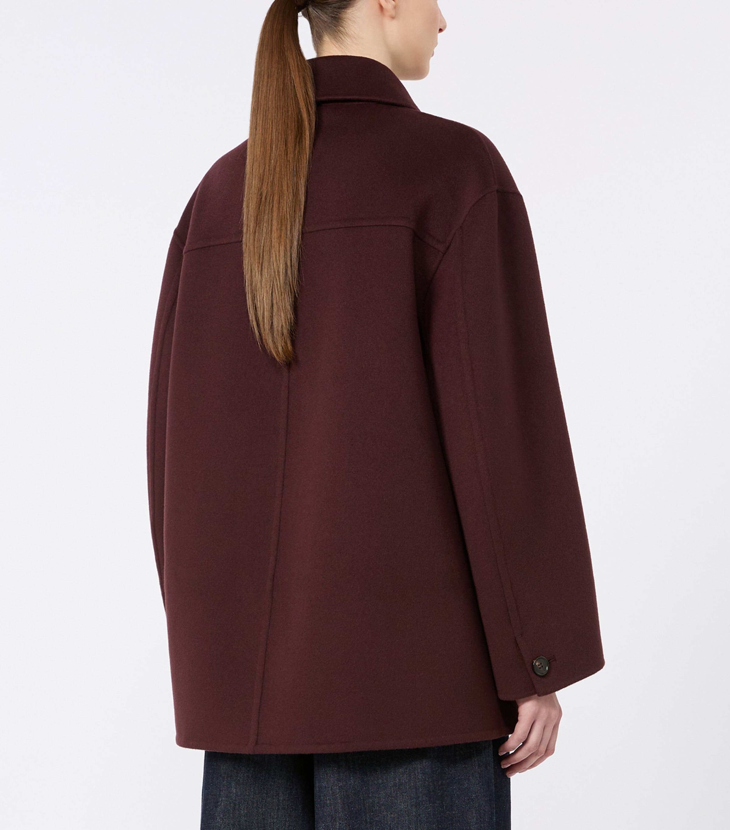 Max Mara Womens Virgin Wool Short Coat Dark Red Image 4