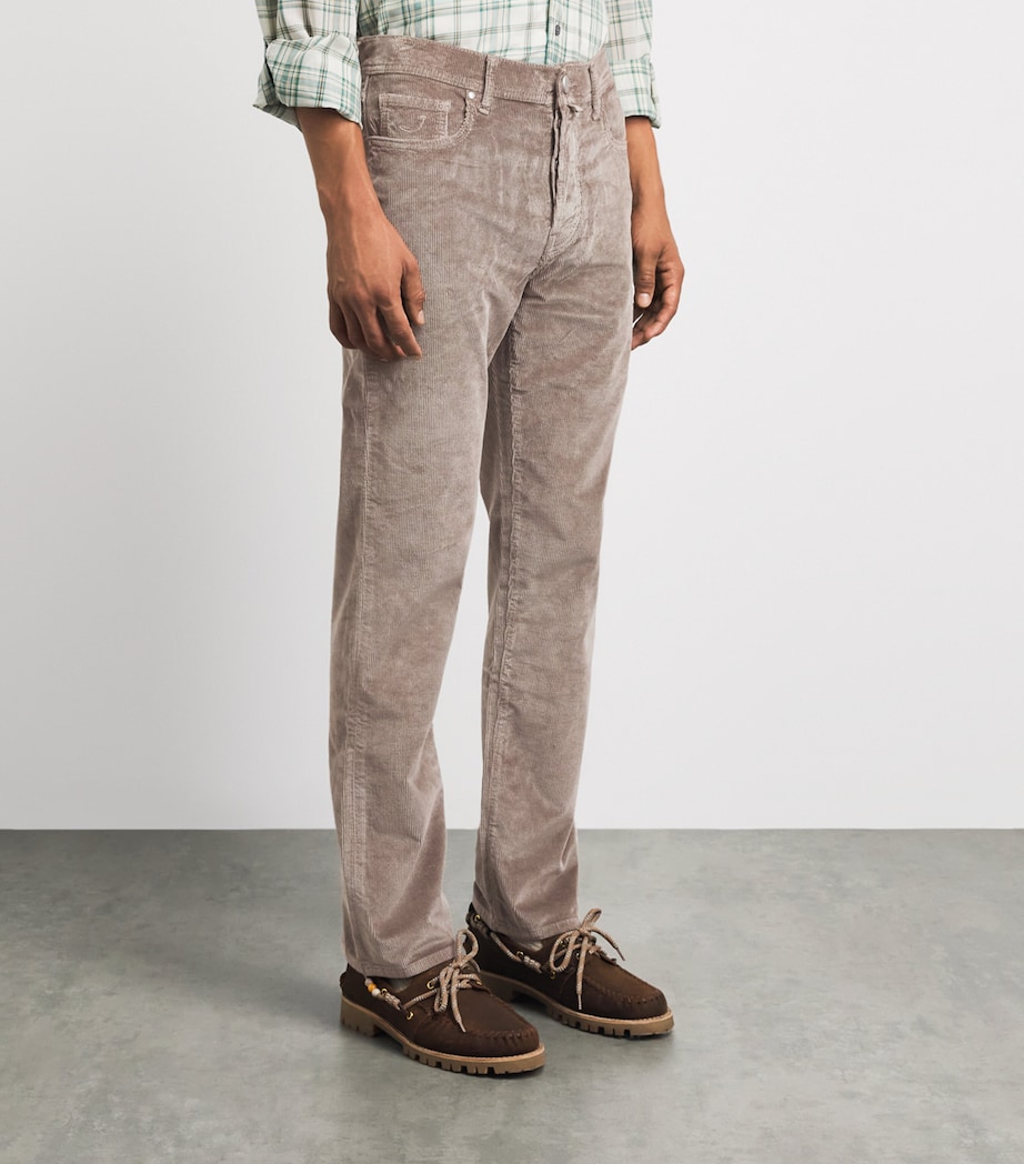 Jacob Cohën Mens Corduroy Edo Straight-Fit Chinos Elephant Grey Image 4