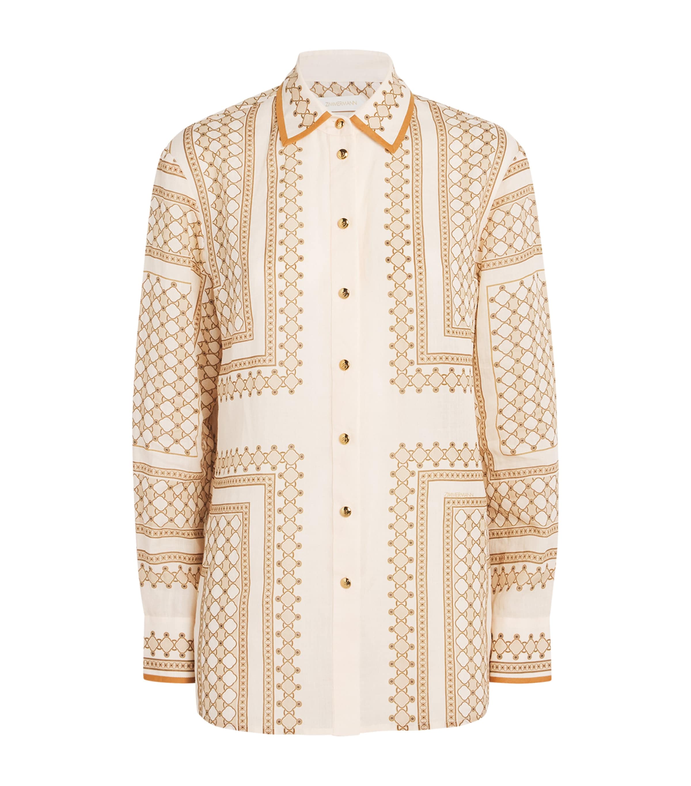 Zimmermann Womens Cream Geo Print Printed Relaxed-fit Woven Shirt In Neutral