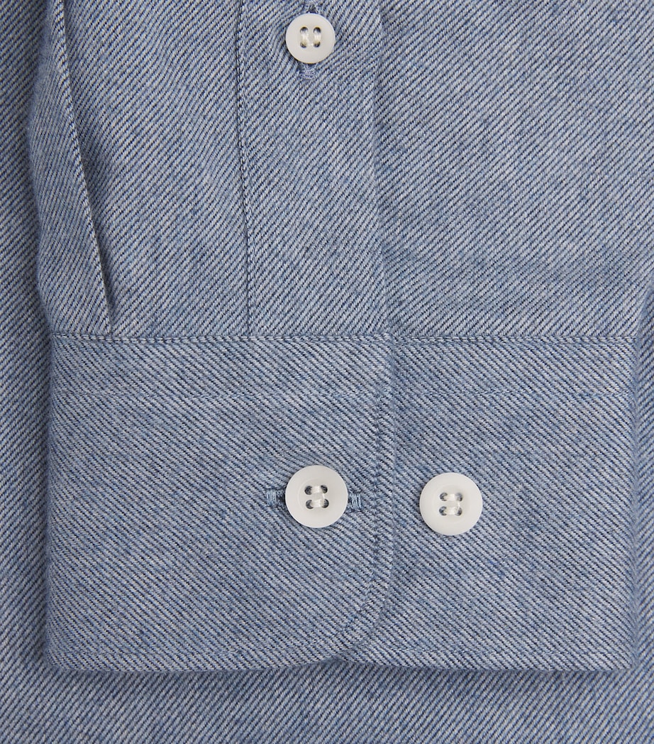 Sunspel Mens Brushed Cotton Flannel Shirt Powder M Image 6