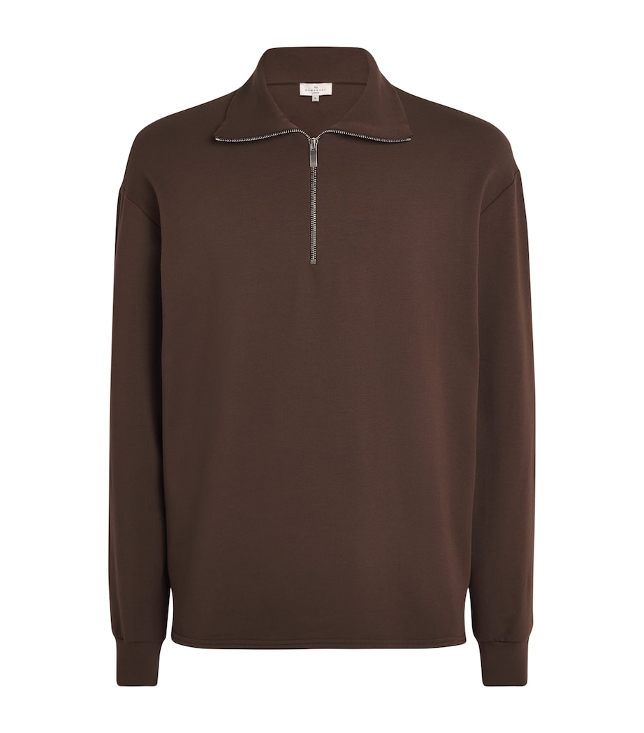 Homebody Mens Jersey Snuggle Quarter-Zip Sweatshirt Coffee Bean Image 1