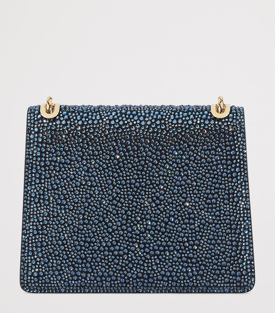 Small Crystal-Embellished Suede Serpenti Forever Day-to-Night Shoulder Bag BLUE MEDIUM Image 3