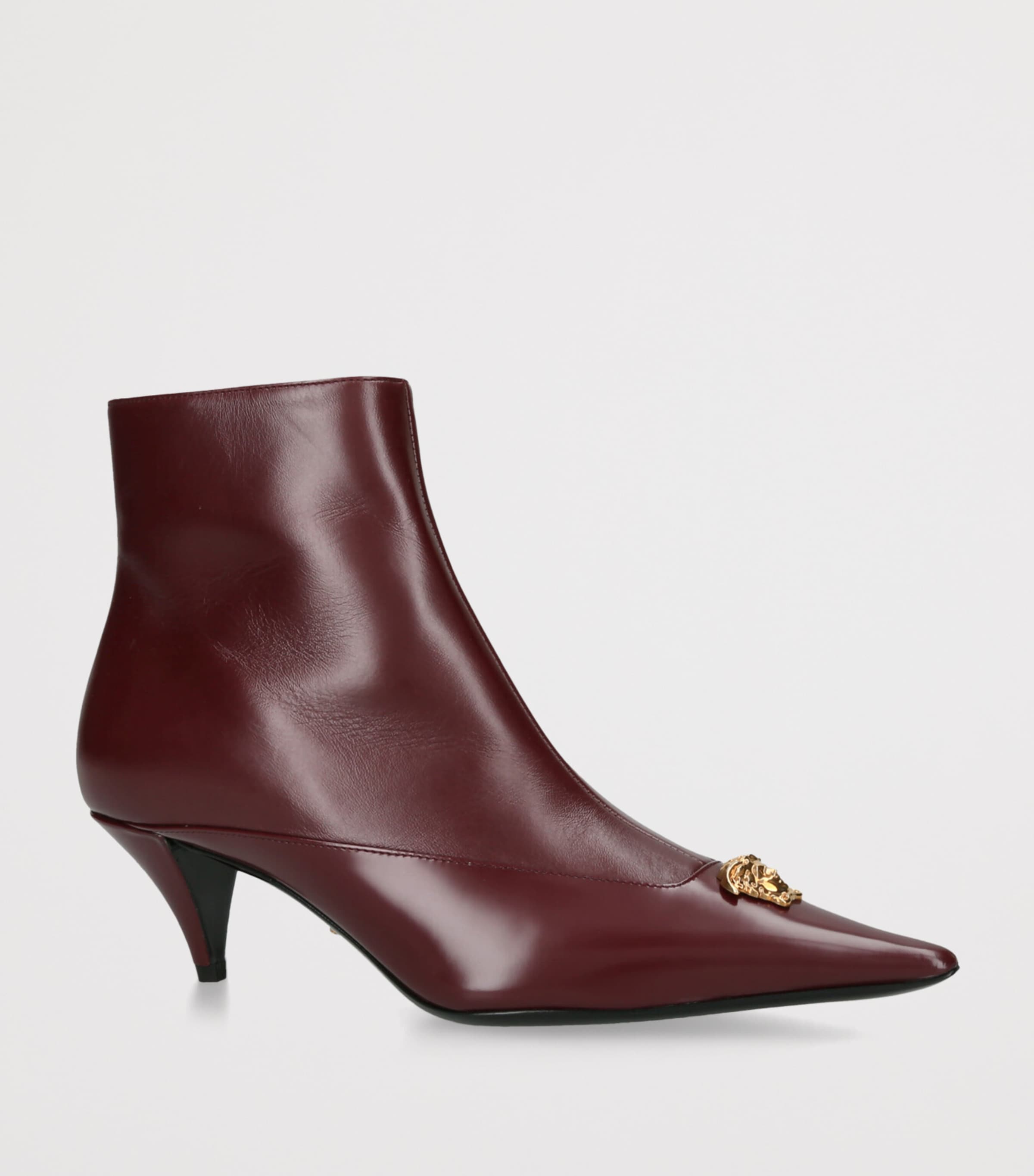 Versace Leather La Medusa Ankle Boots 55 Wine Image 3