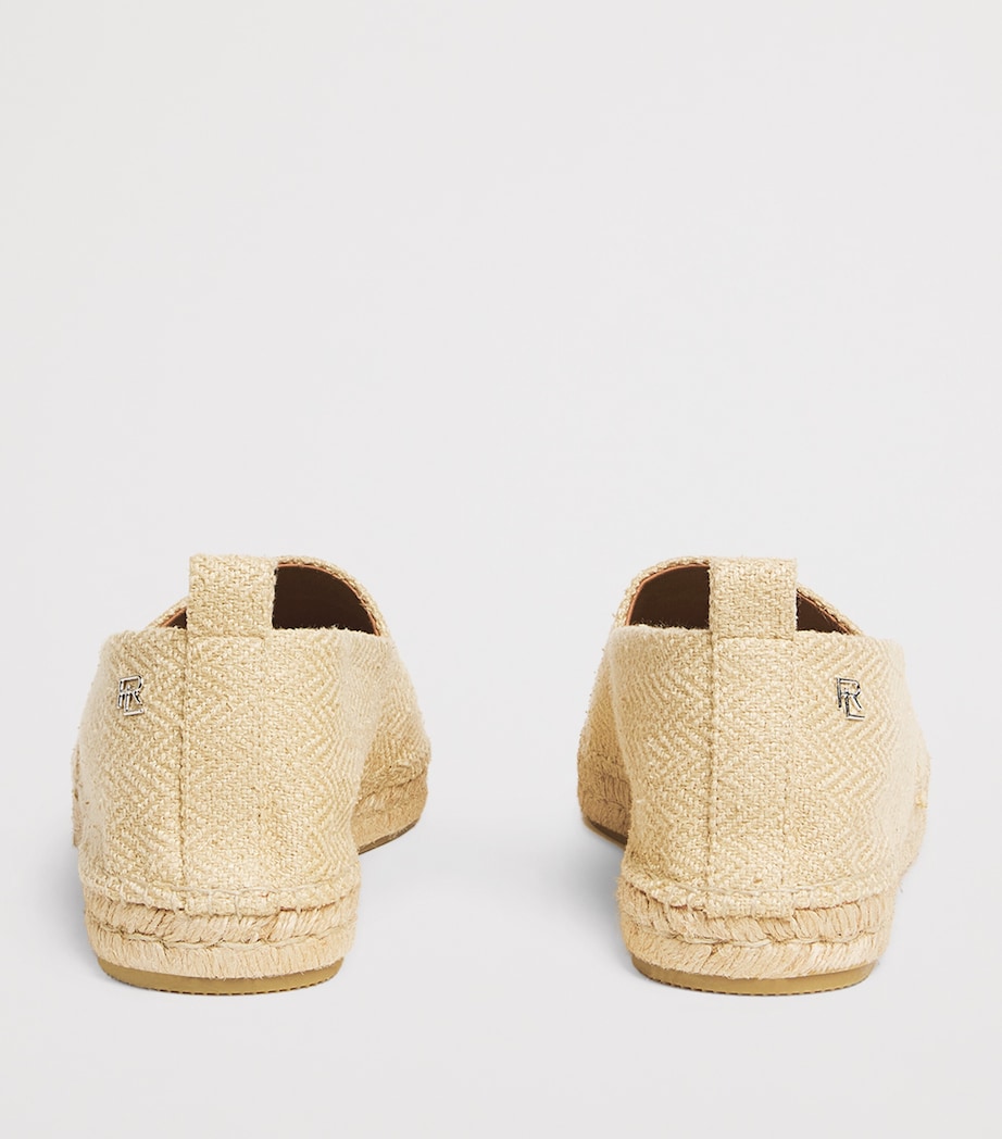 Ralph Lauren Purple Label Silk Herringbone Bosworth Flat Espadrilles Sand Image 5