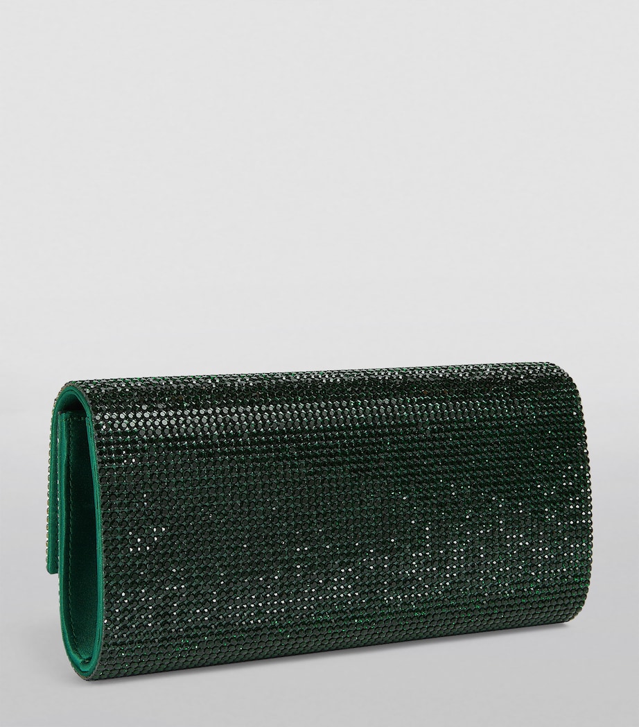 Satin Crystal-Embellished Perry Clutch Bag SEMER-SILVER EMERALD Image 2