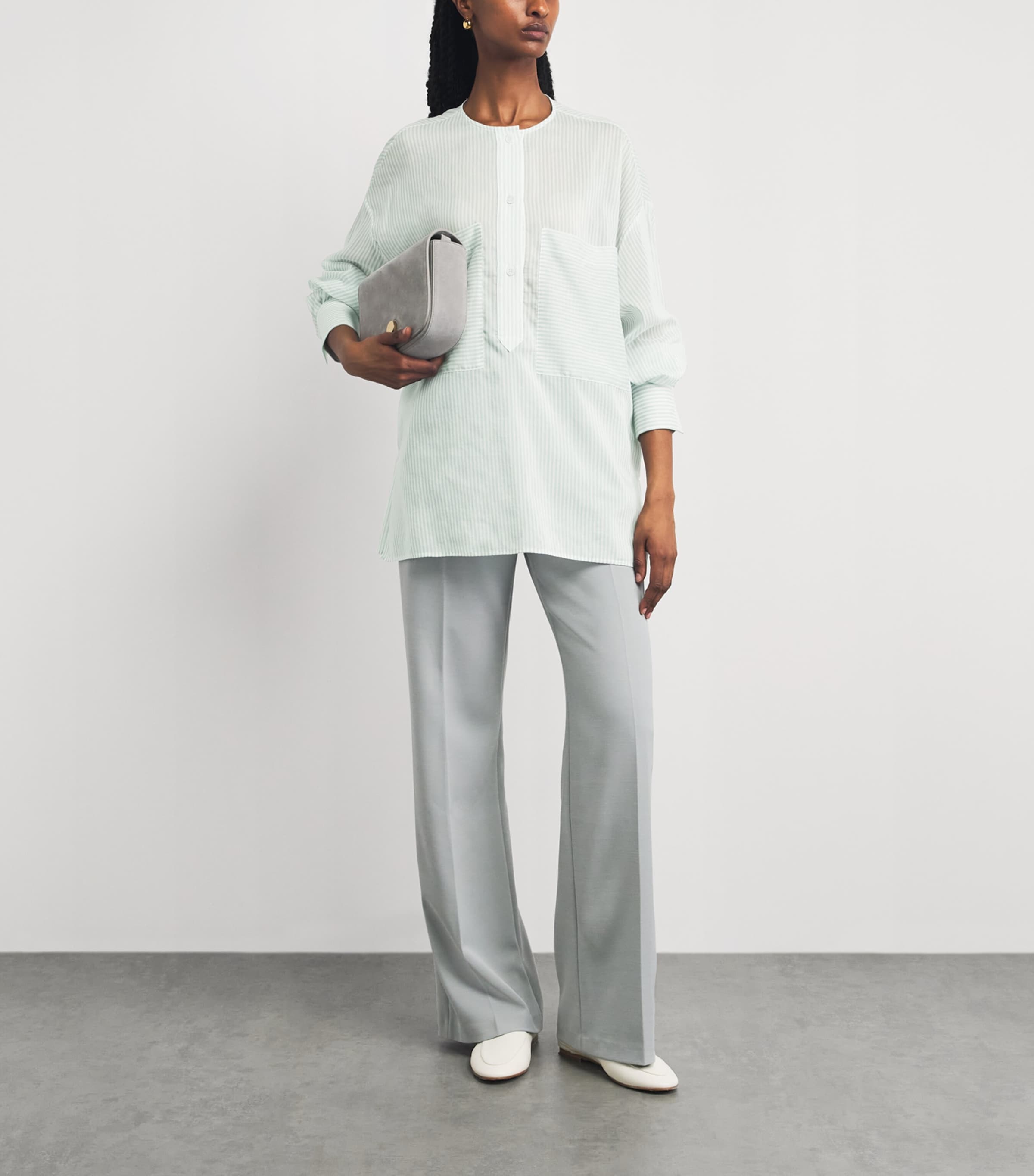 Eleventy Womens Cotton-Silk Stripe Shirt Giada Image 2