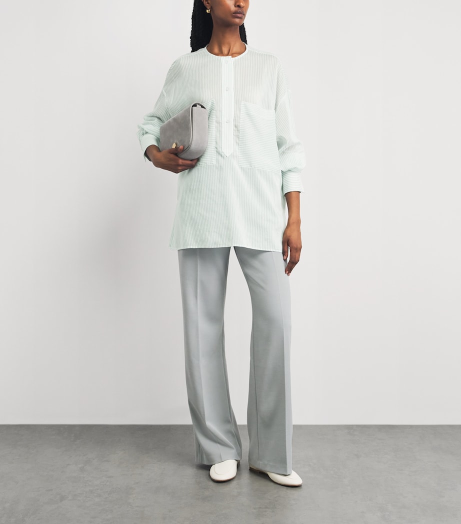 Eleventy Womens Cotton-Silk Stripe Shirt Giada Image 2