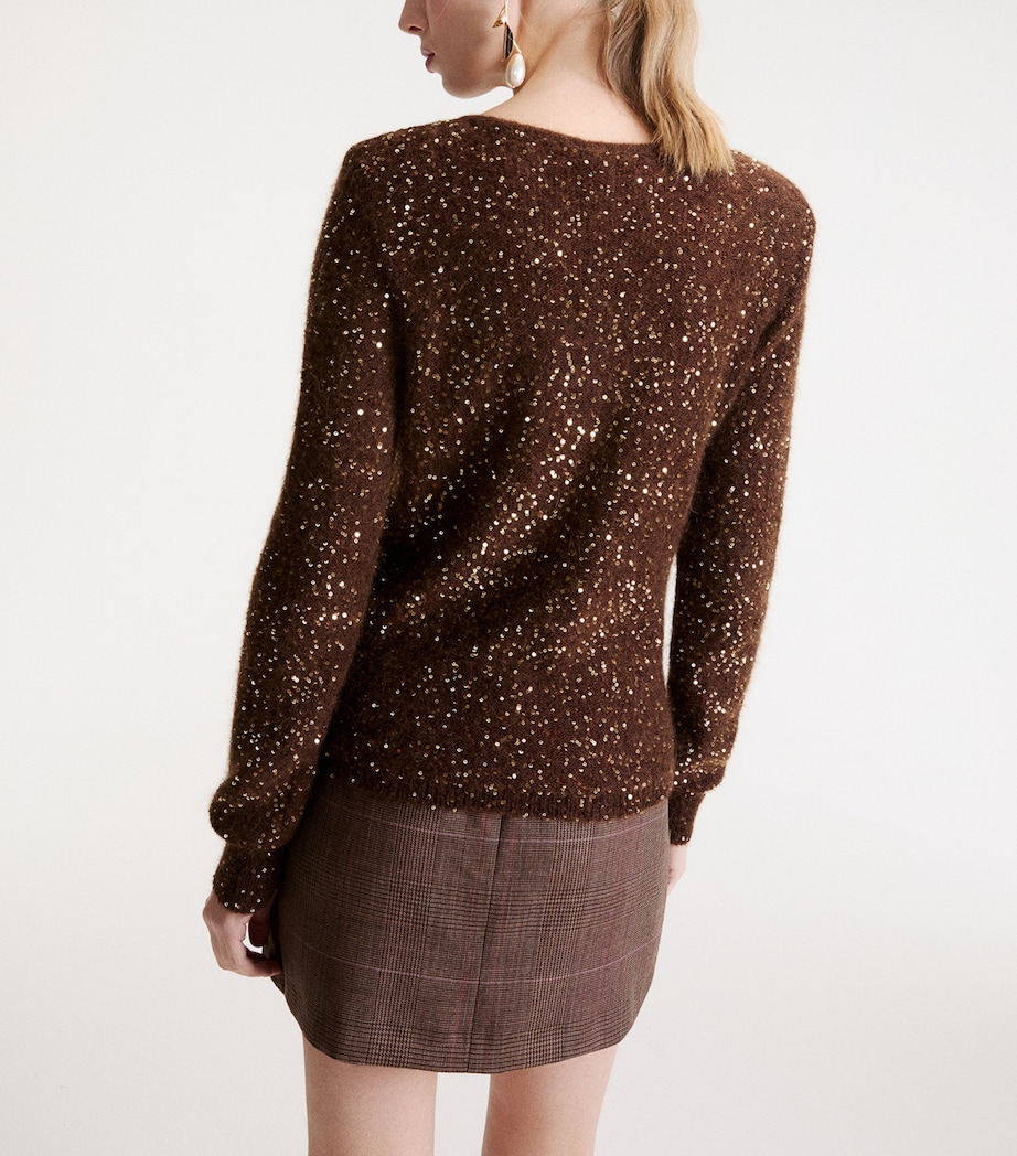 Marella Womens Sequinned Sweater Brown Image 3
