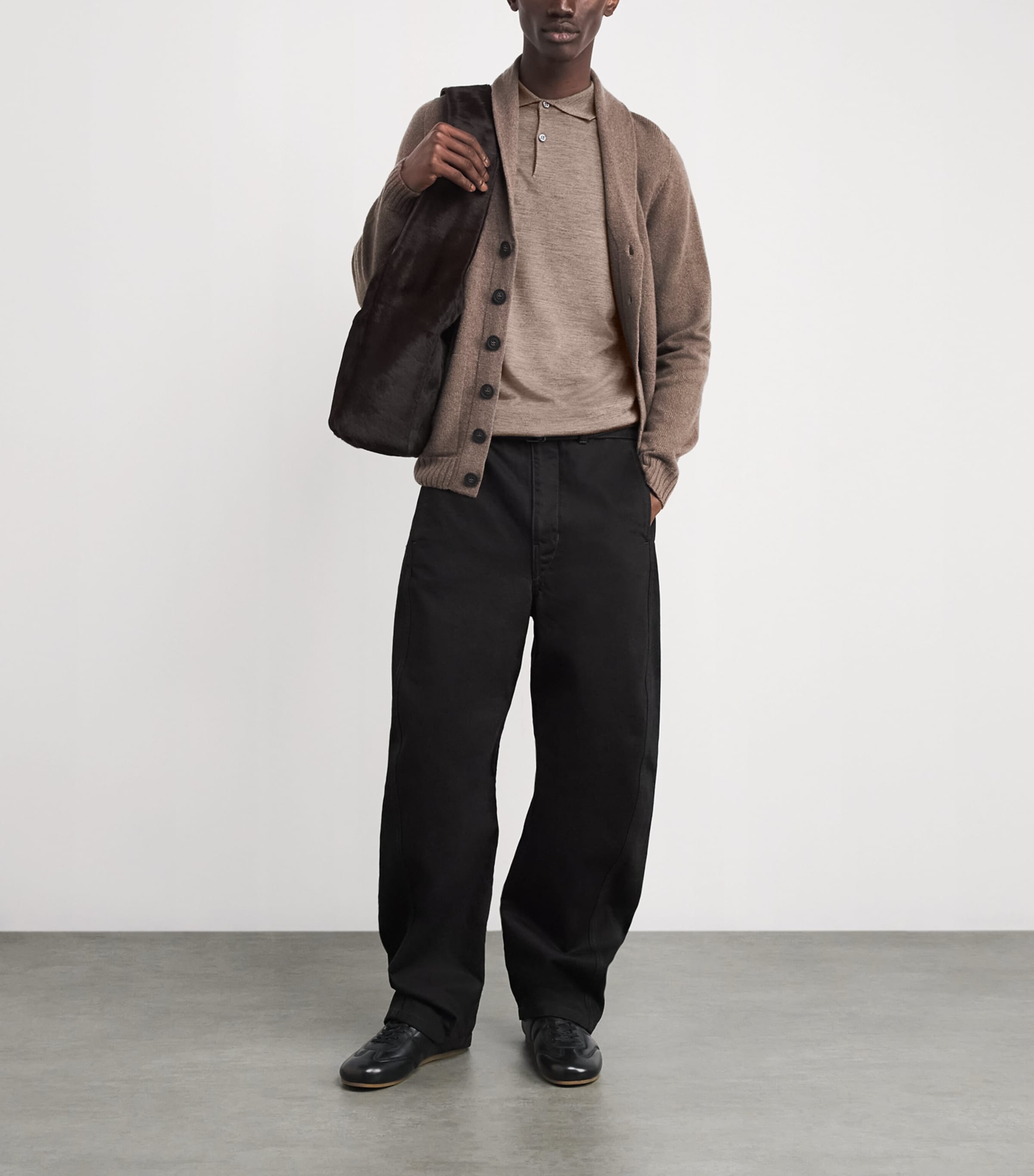 Merino Wool Payton Polo Shirt MUSHROOM Image 2