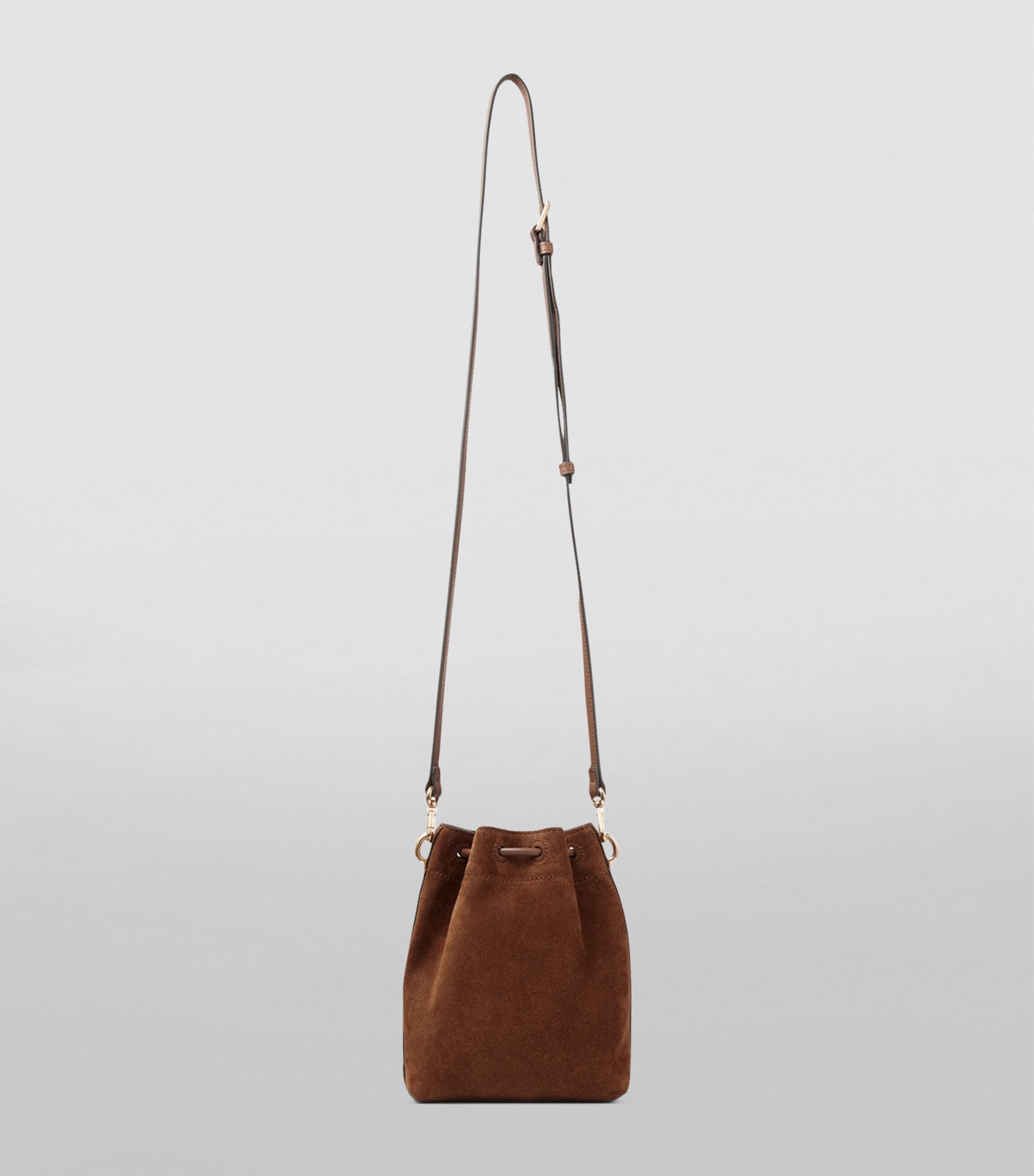 Mini Suede Cinch Bucket Bag TAN/GOLD Image 4