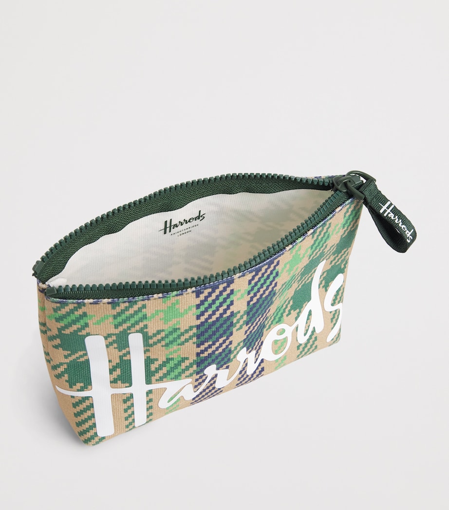 Harrods Small Cotton Tartan Logo Cosmetic Bag Image 2