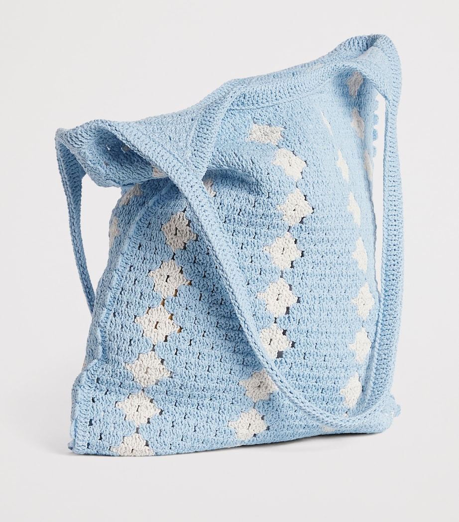 Sandro Paris Crochet Tote Bag Sky Blue Image 3