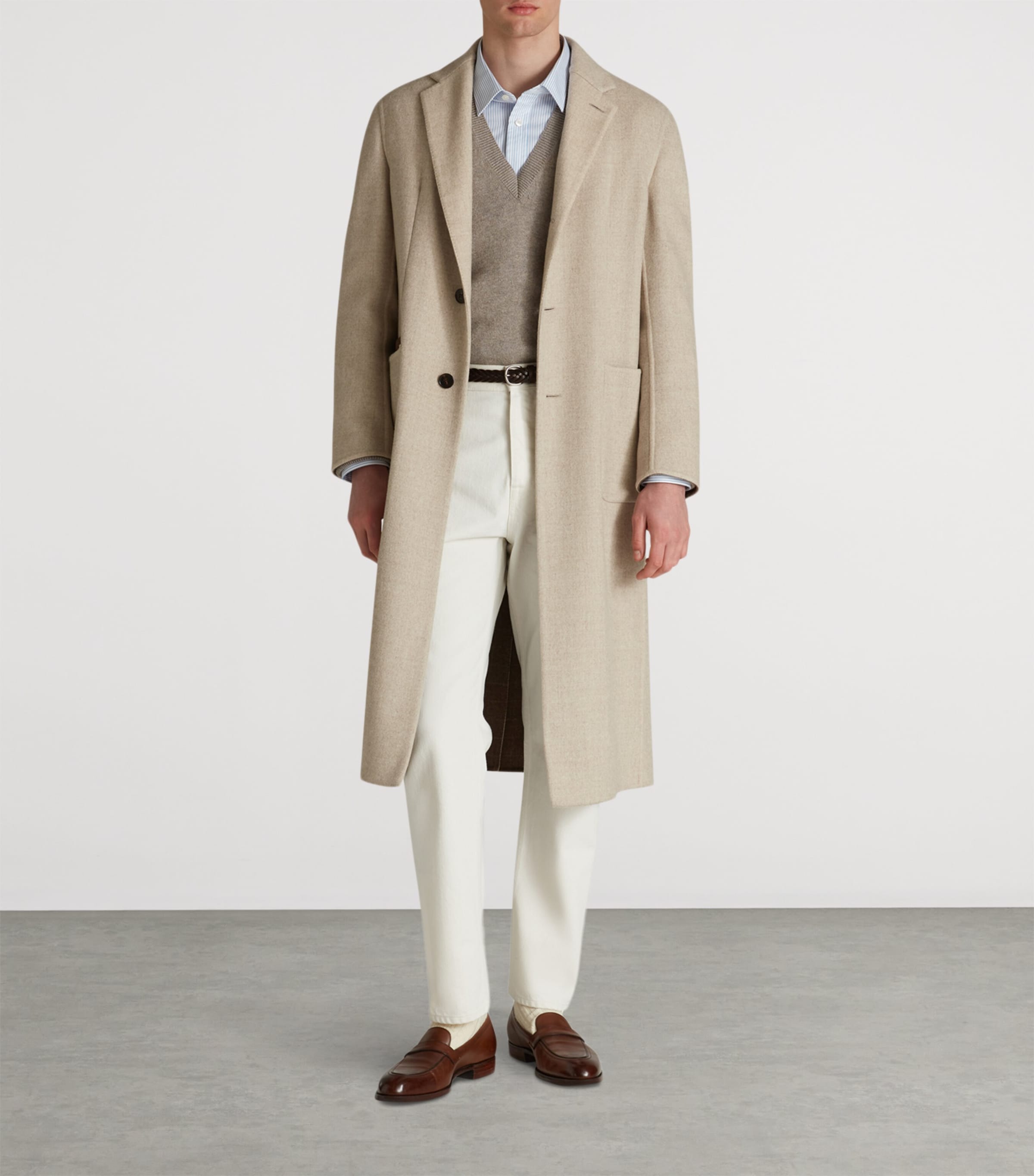 Wool-Silk Double-Face Chesterfield Overcoat 105NATURAL Image 2